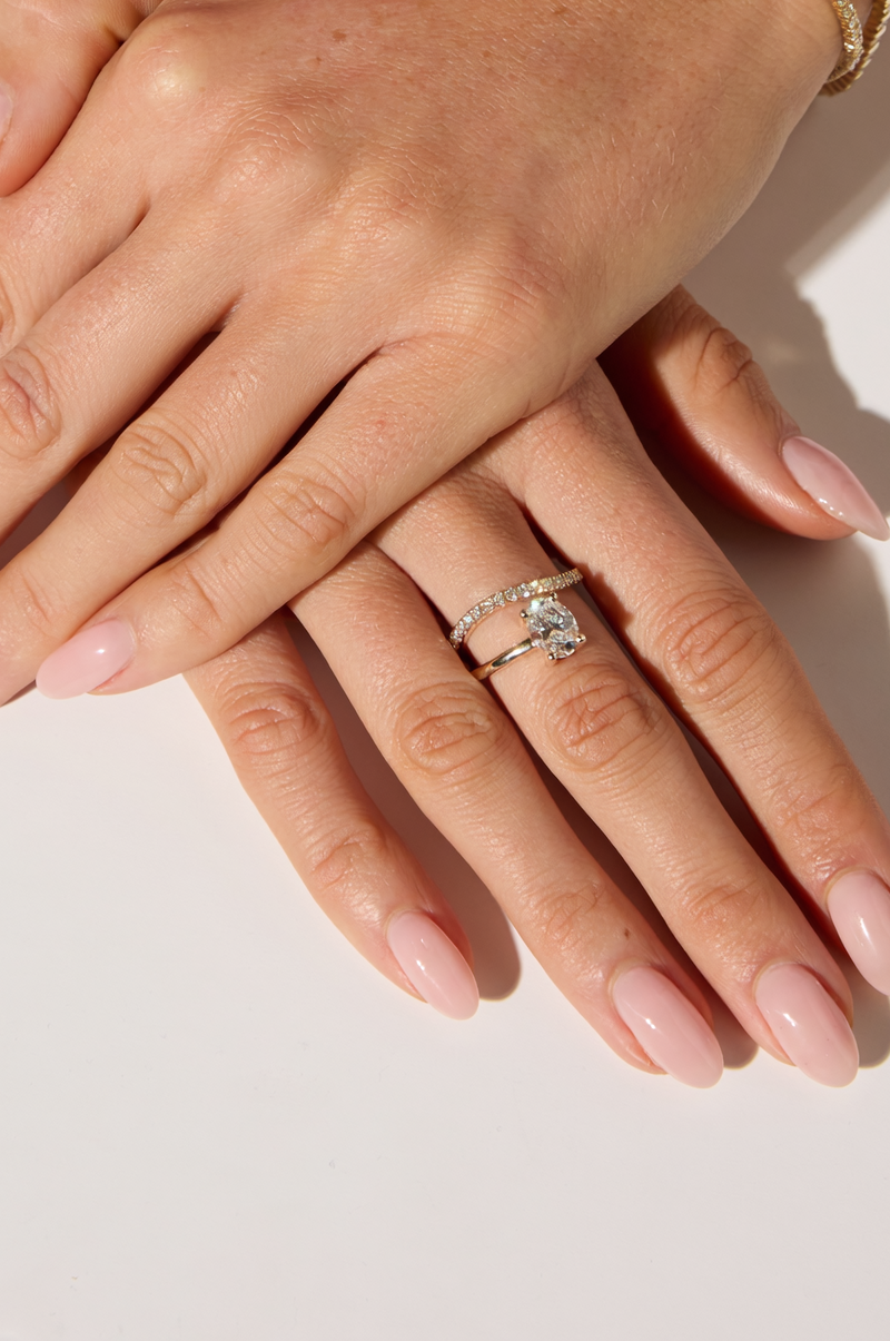 9ct Yellow Gold Oval Lab Diamond Split Wave Ring