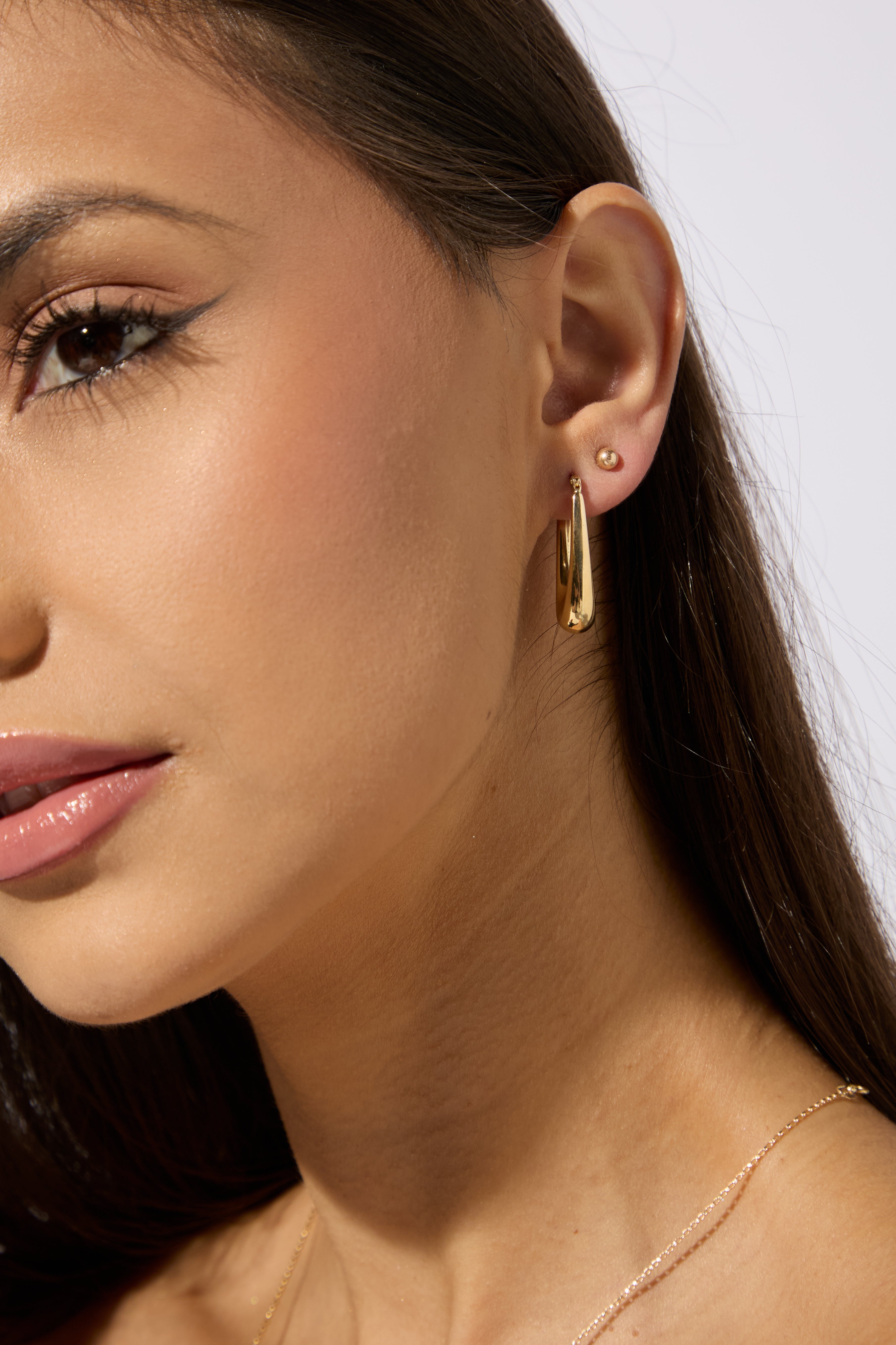 9ct Yellow Gold Plain Elongated Hoop Earrings