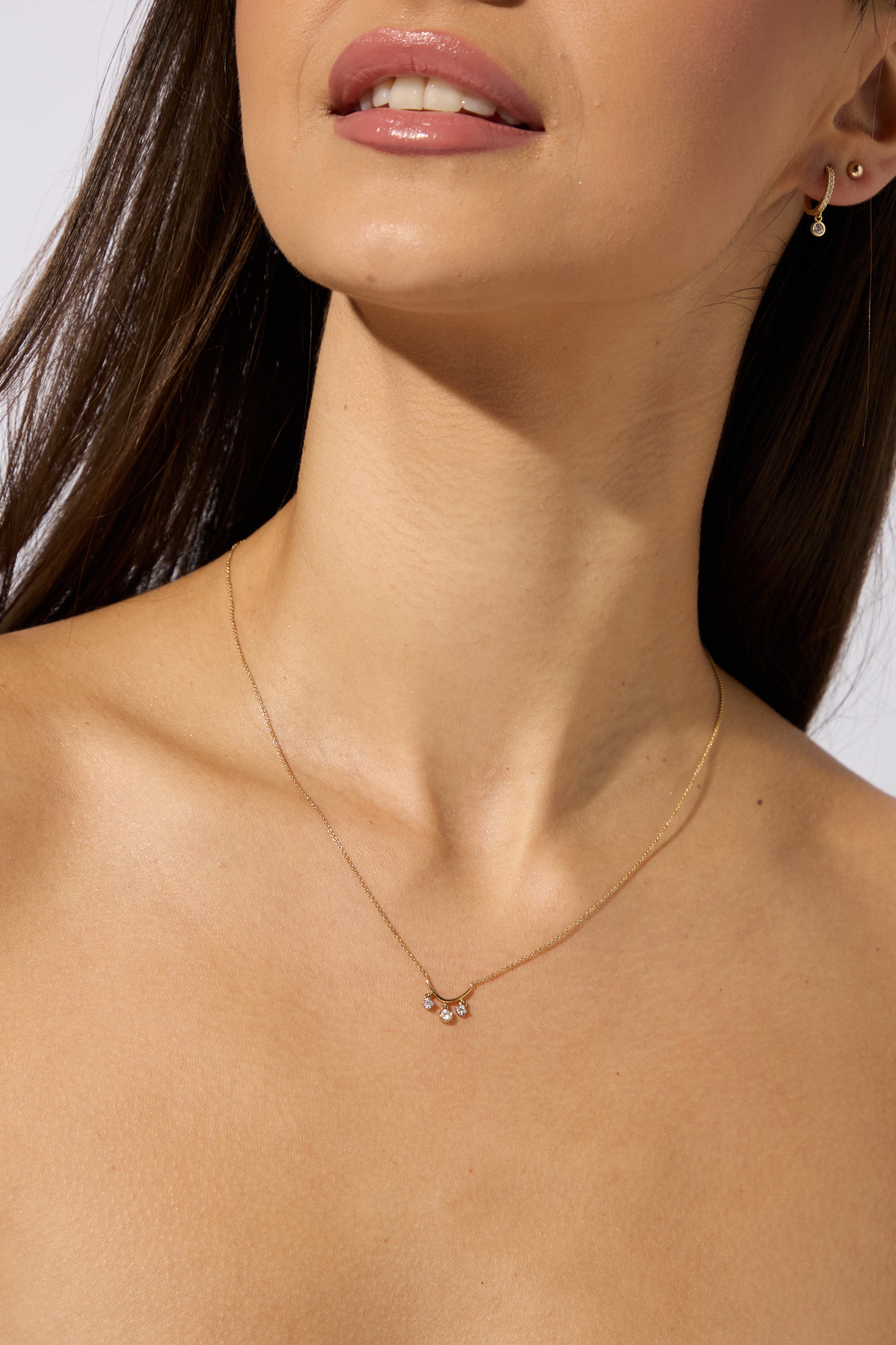 9ct Yellow Gold 0.06ct Diamond Drop Trio Necklace