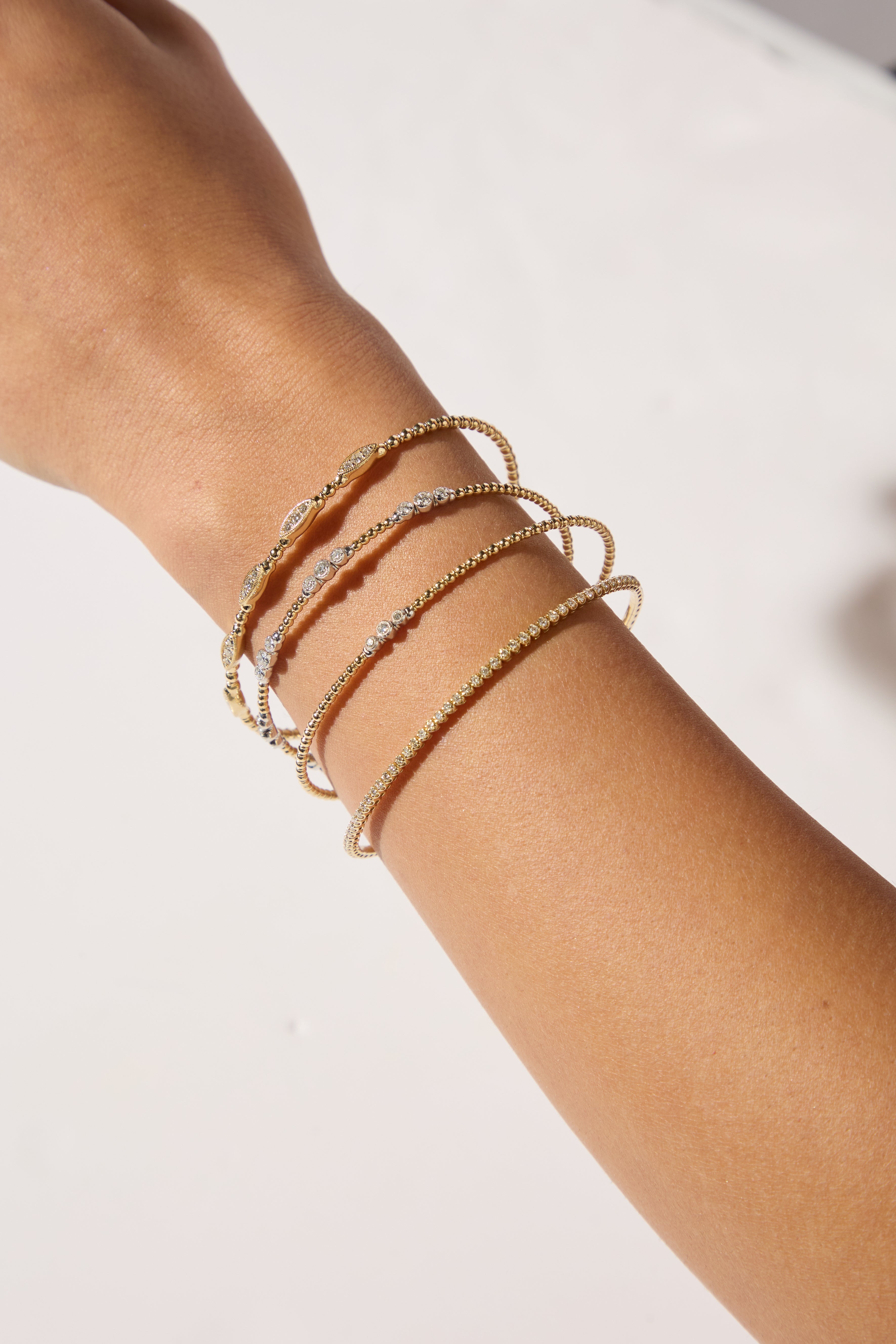 14ct Yellow Gold Natural Diamond Flexi Bangle