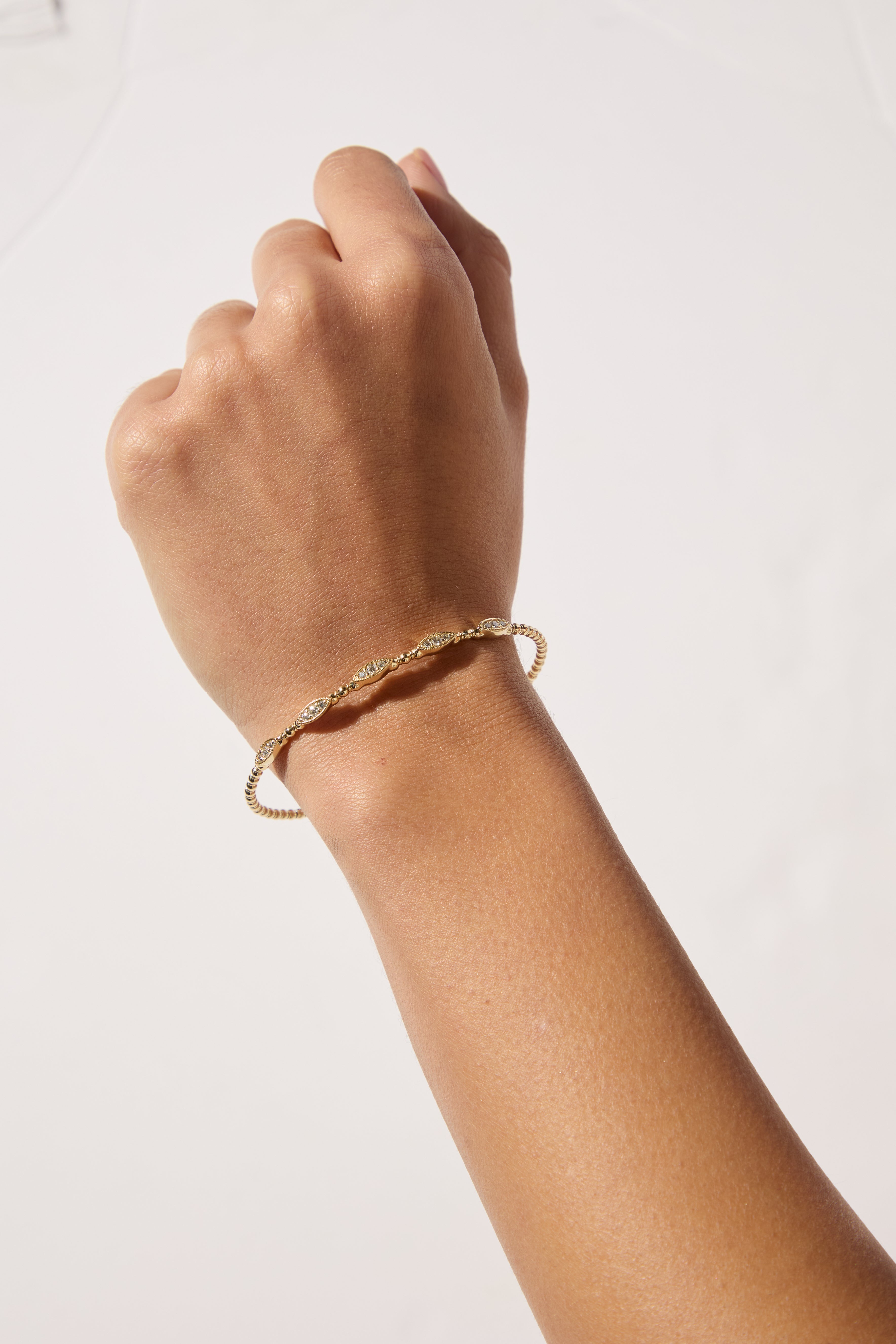 14ct Yellow Gold Natural Diamond Flexi Bangle