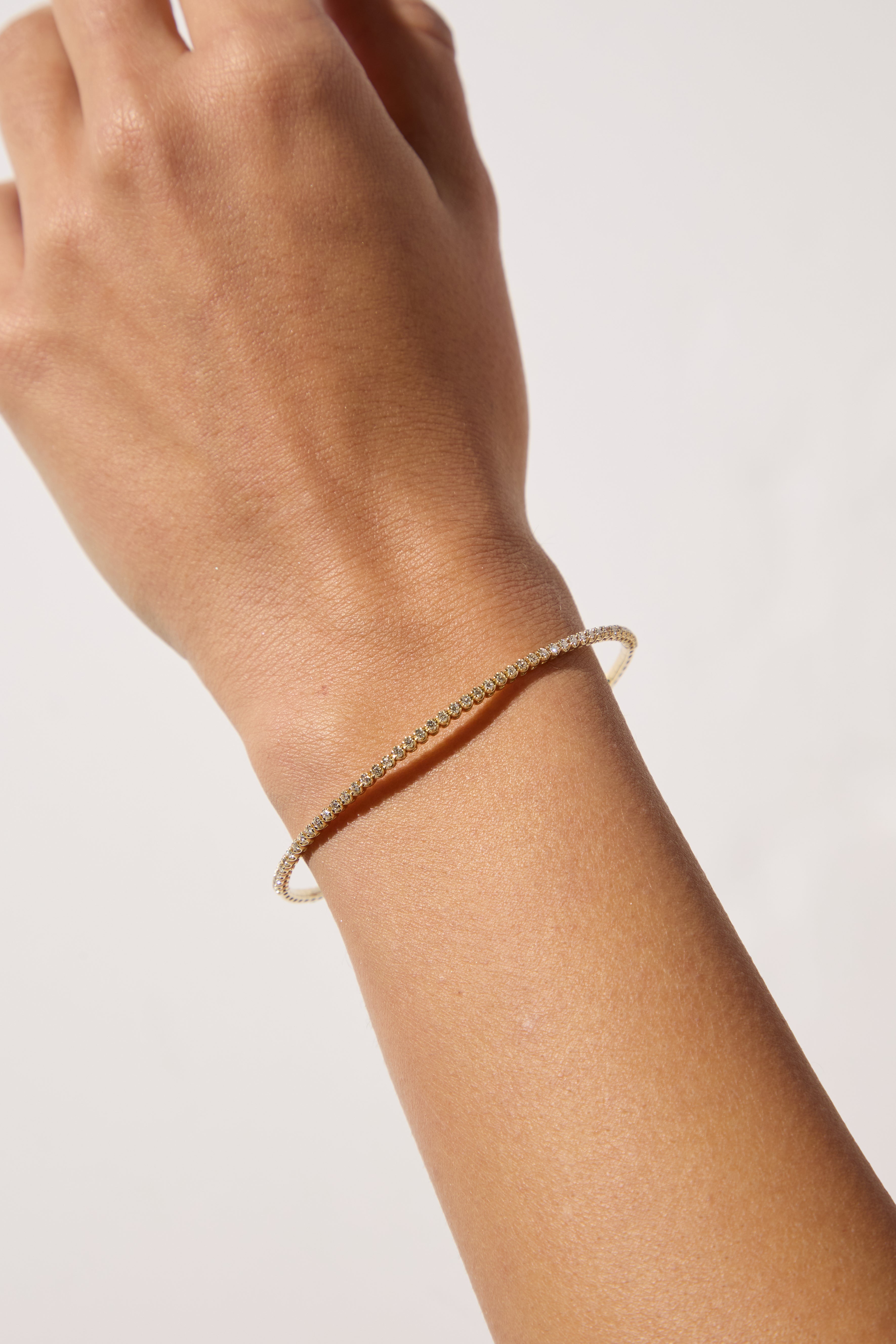 14ct Yellow Gold Natural Diamond Flexi Bangle