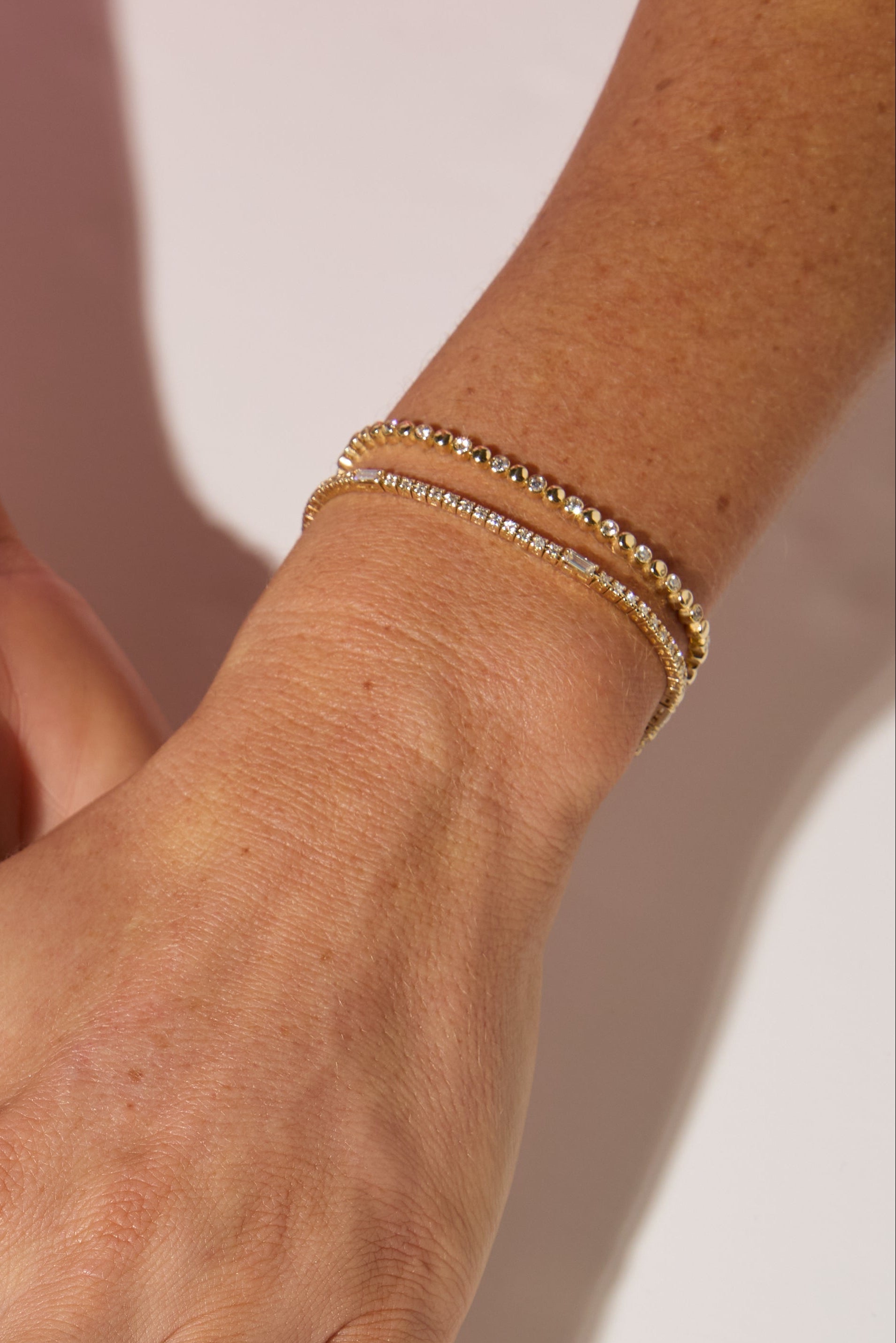 14ct Yellow Gold Natural Diamond Line Bracelet