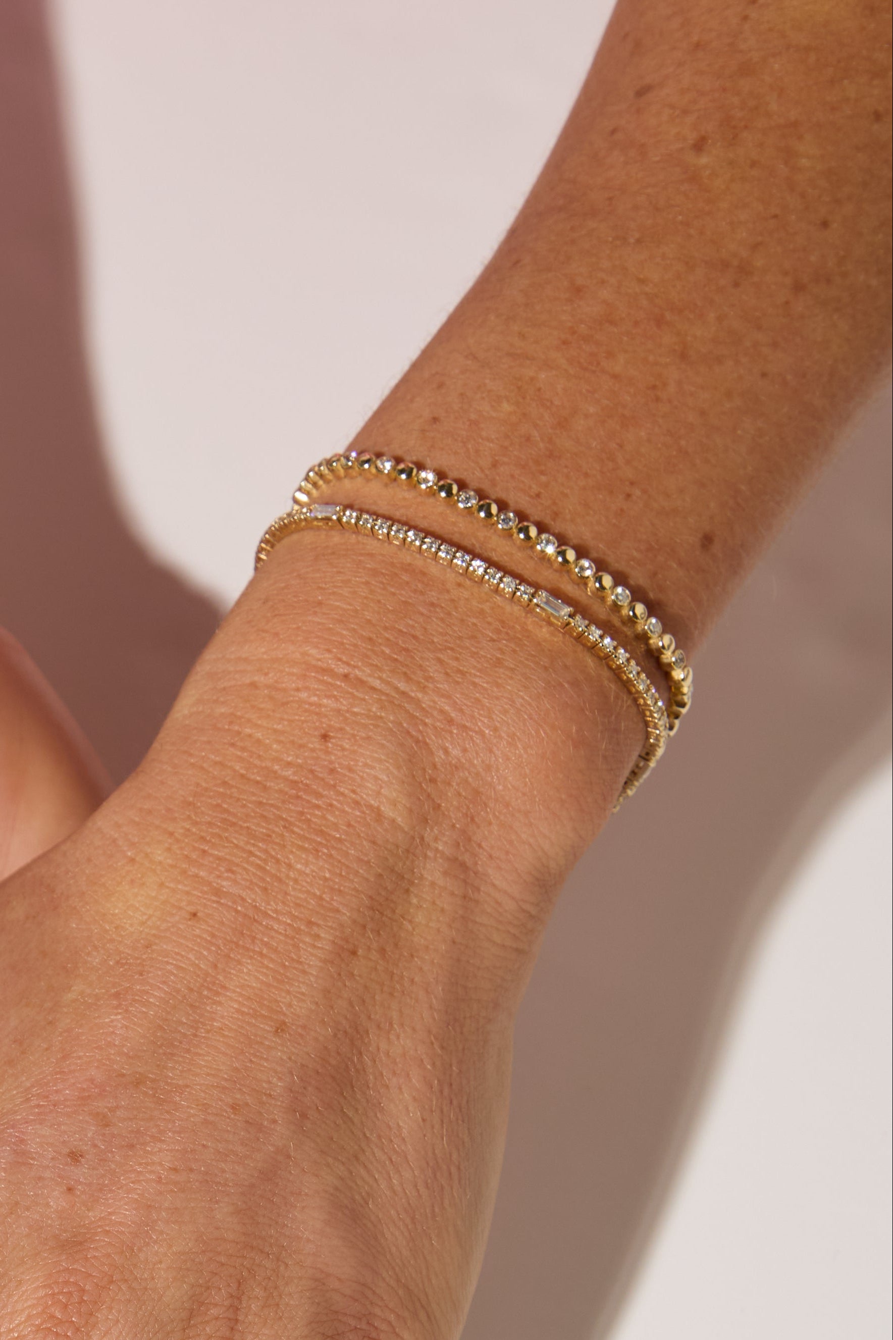 14ct Yellow Gold Natural Diamond & Gold Alternating Bracelet