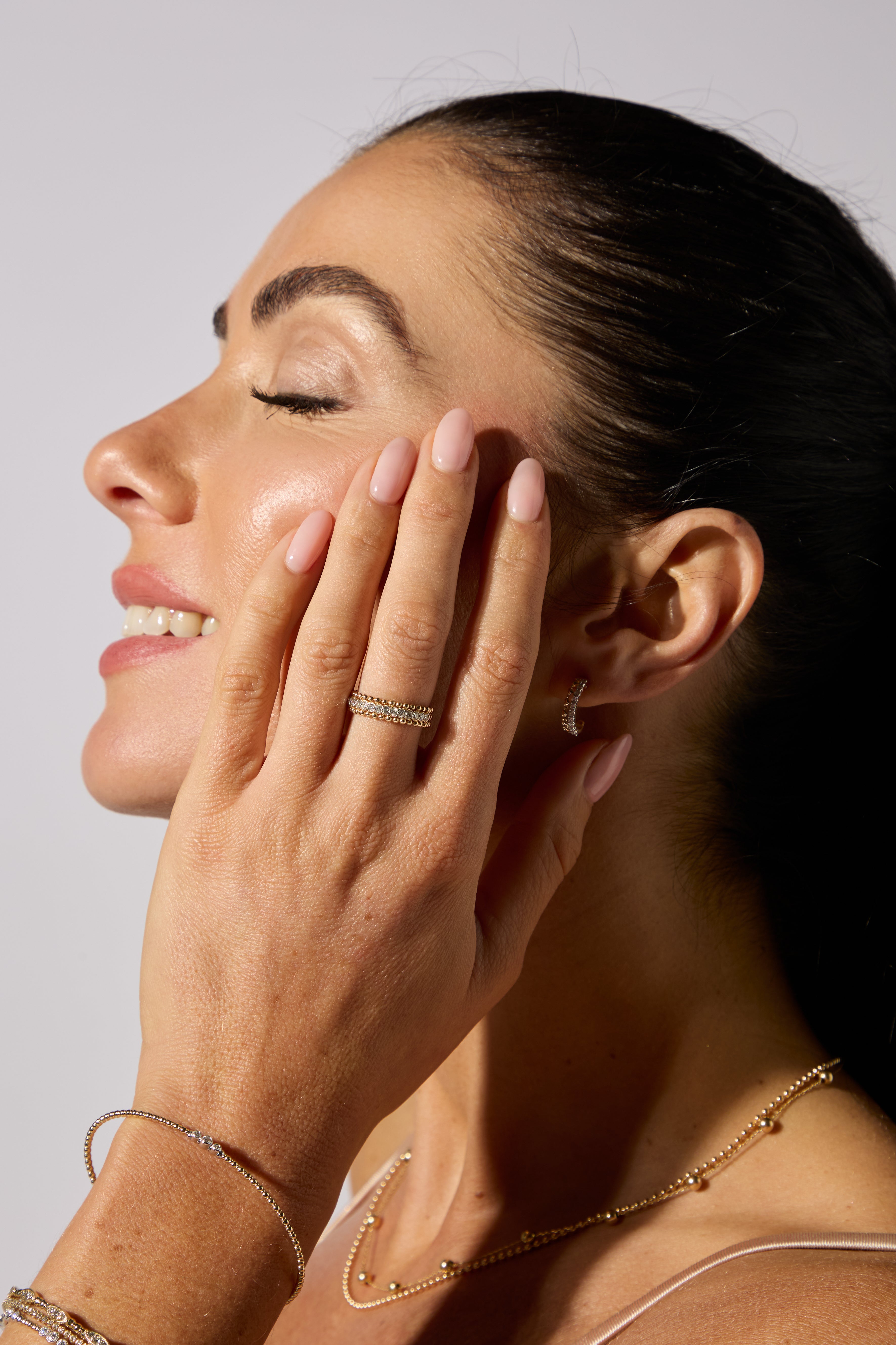 9ct Yellow Gold Diamond Ring With Beaded Edges