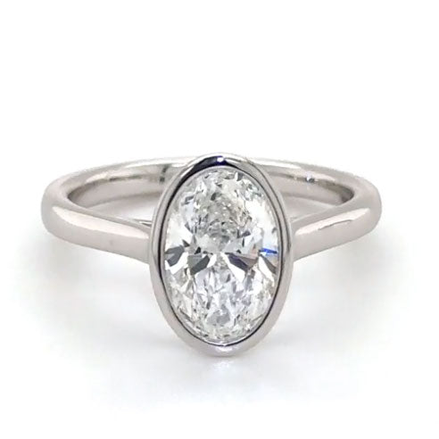 Platinum Lab Grown 1.58ct Oval Cut Diamond Solitaire Ring