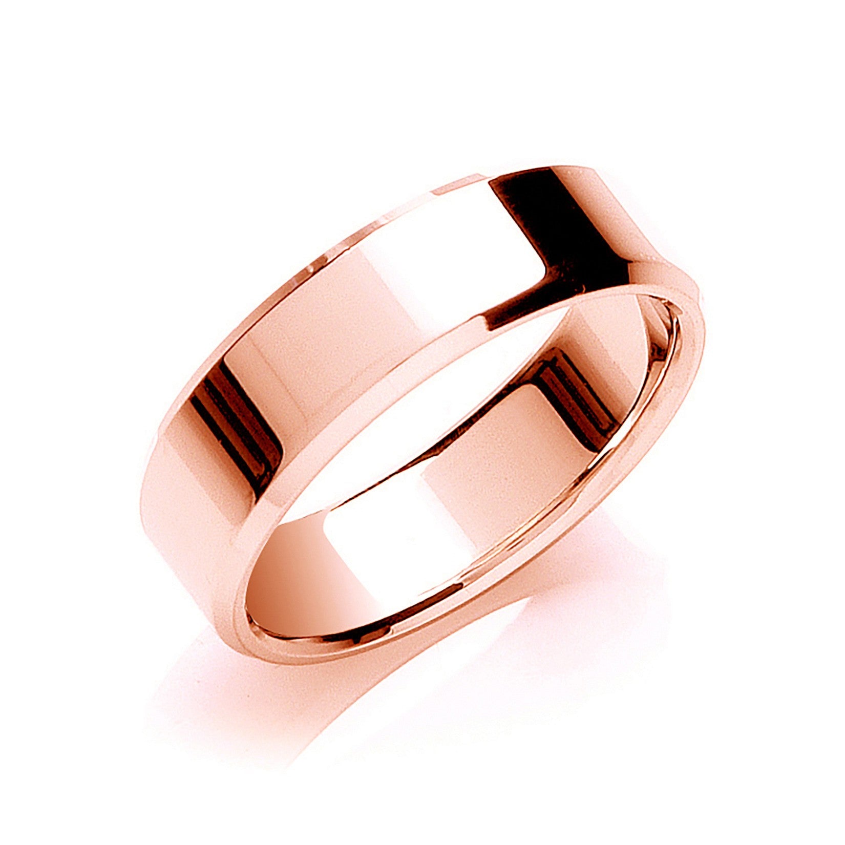 7mm Flat Court Bevelled Edge Wedding Band