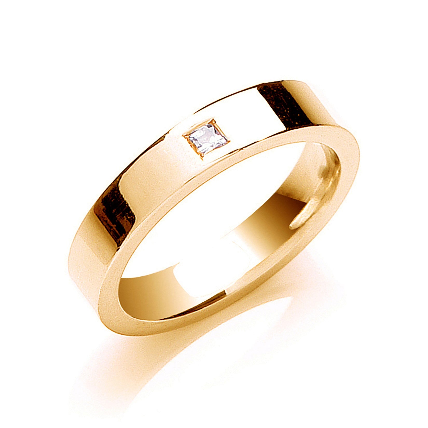 0.10ct S/S P/C Diamond Set 4mm Flat Court Wedding Band