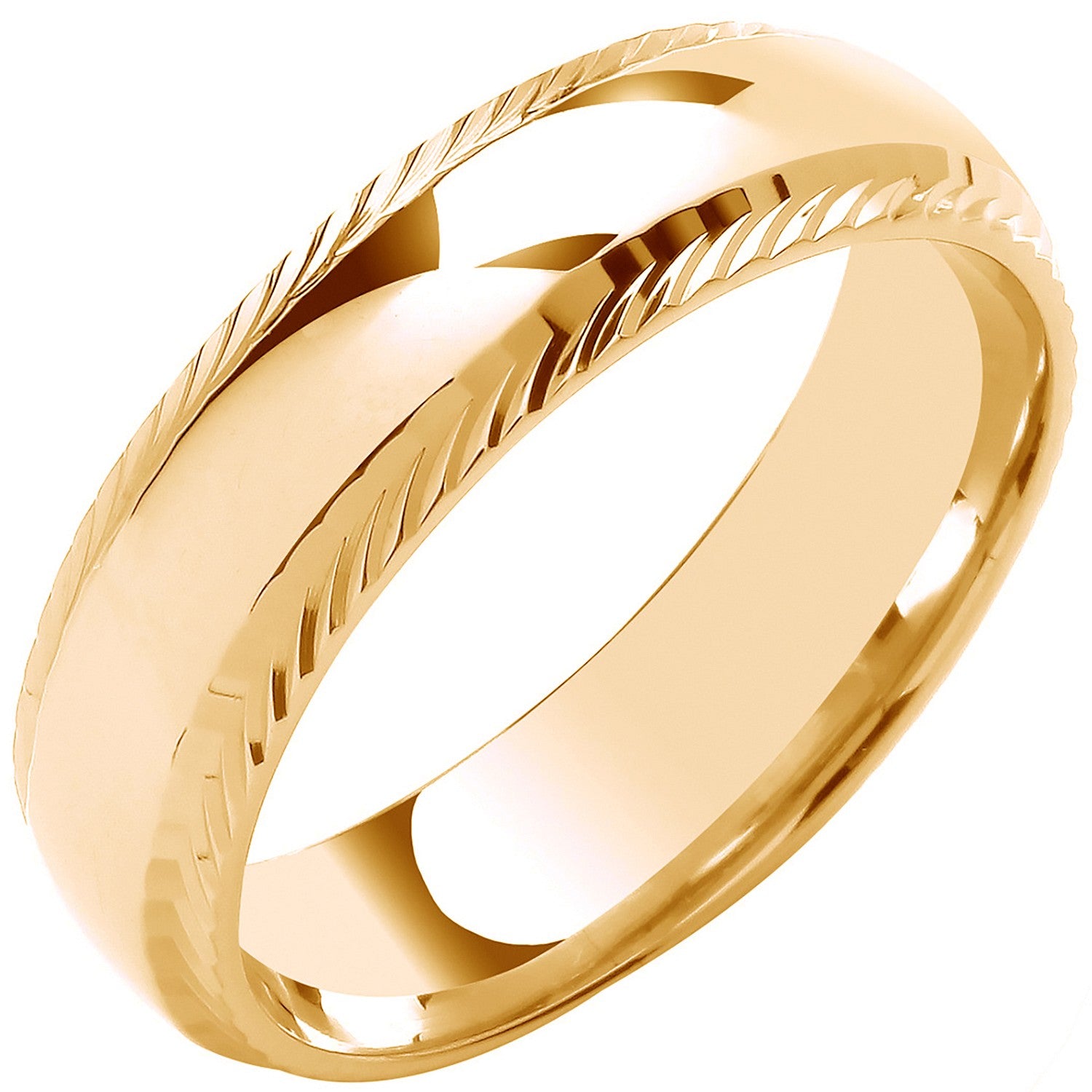 6mm Traditional Court Diamond Cut Edges Wedding Band