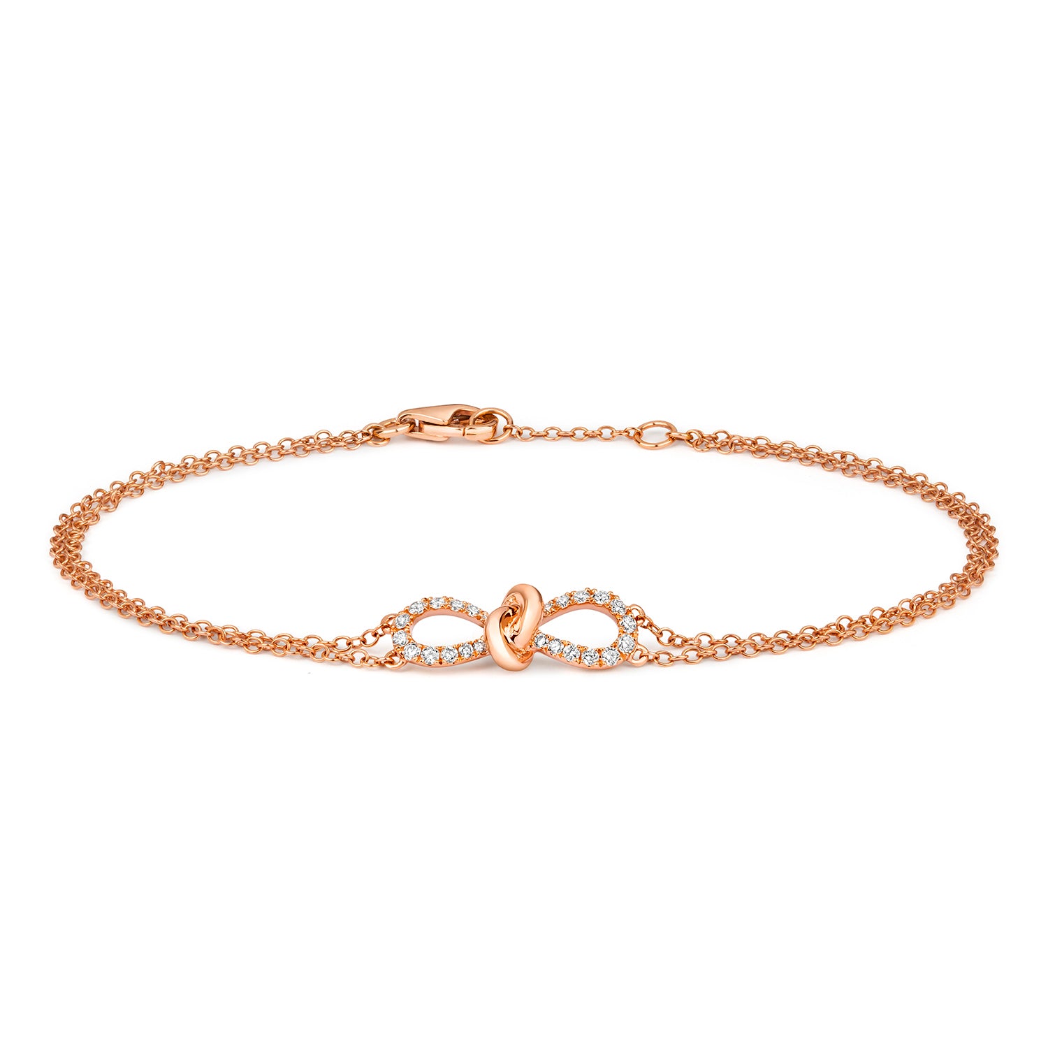 DIAMOND BOW BRACELET IN 18CT ROSE GOLD