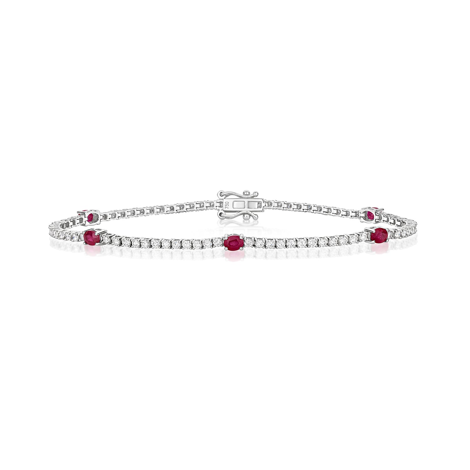 DIAMOND AND RUBY BRACELET 18CT WHITE GOLD