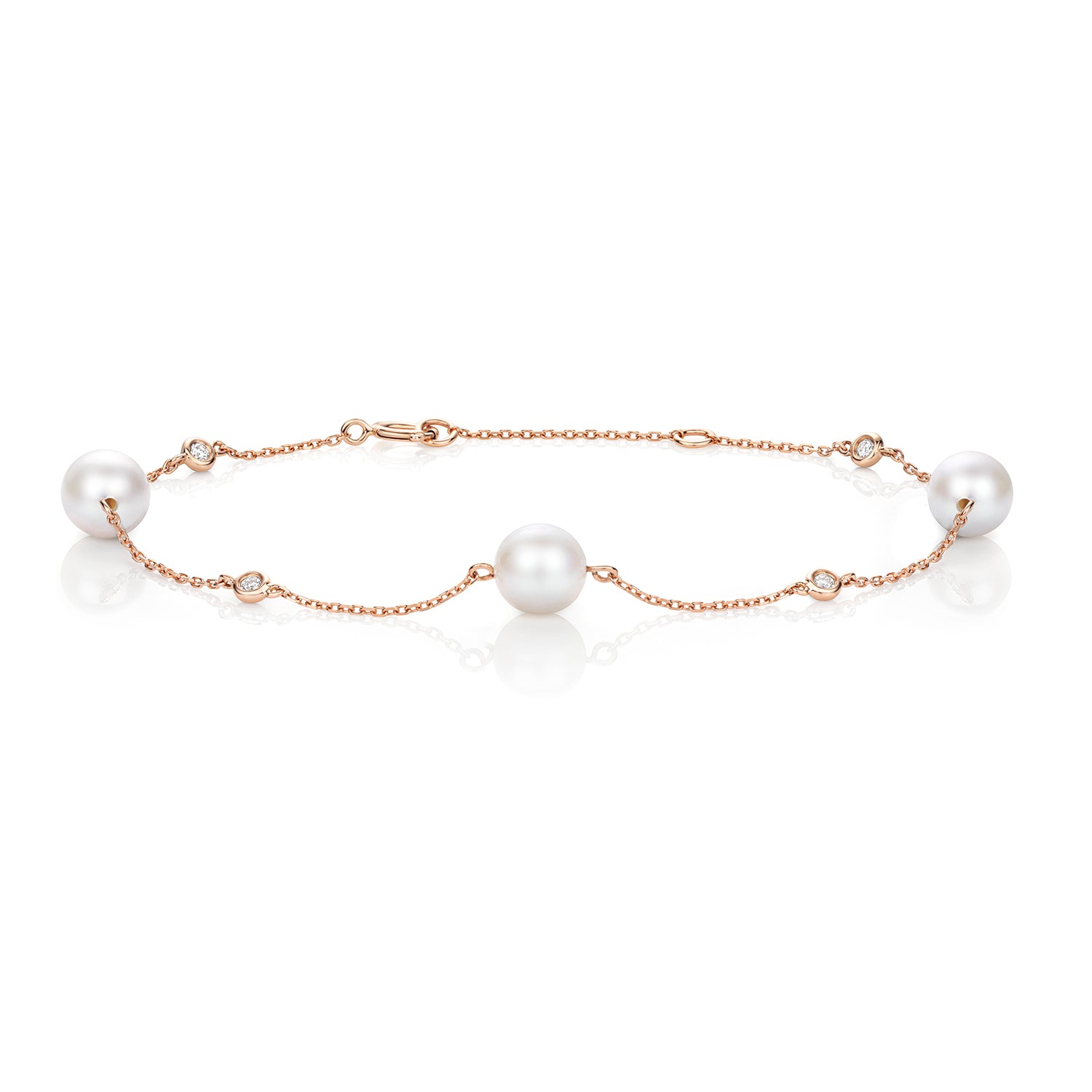 DIAMOND & AKOYA PEARL BRACELET IN 18CT ROSE GOLD