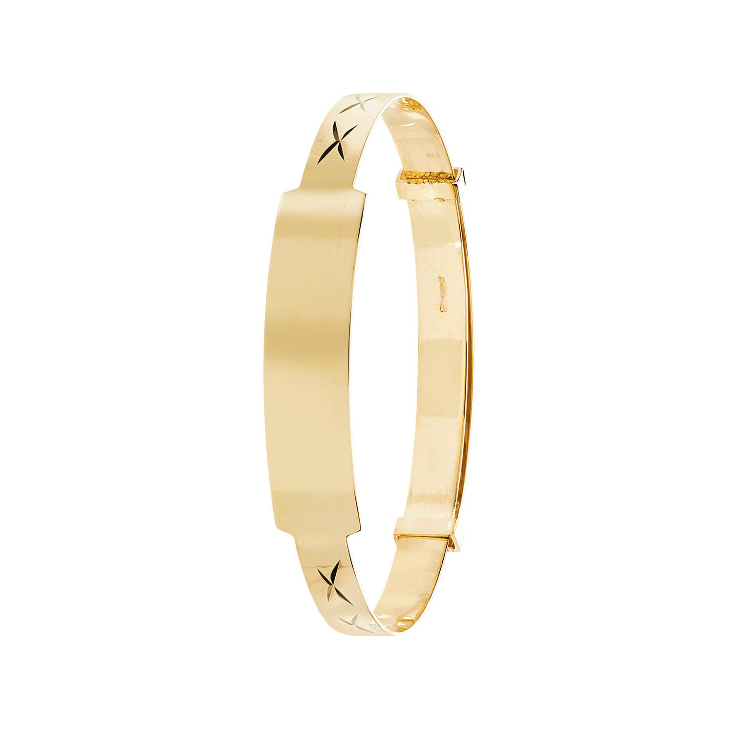 9CT GOLD BABIES' DIAMOND CUT EXPANDABLE ID BANGLE