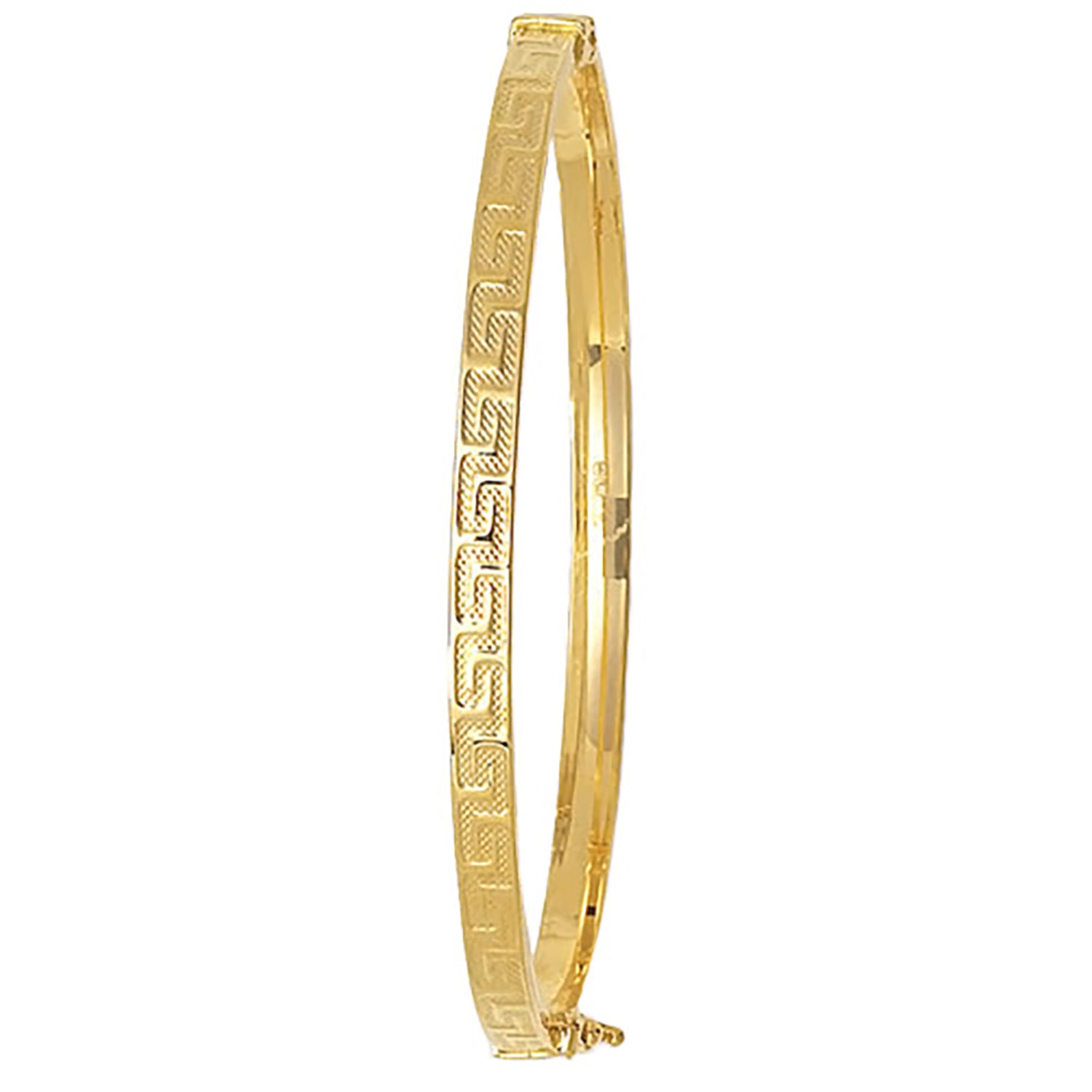 9CT GOLD GREEK KEY STYLE BANGLE