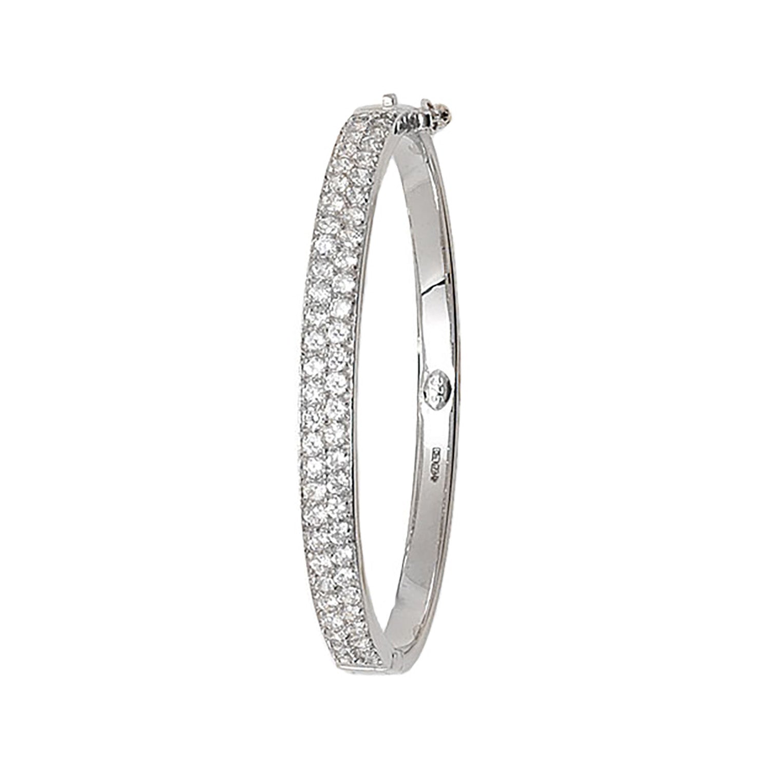 9CT WHITE GOLD BABIES' CZ 2 ROW BANGLE