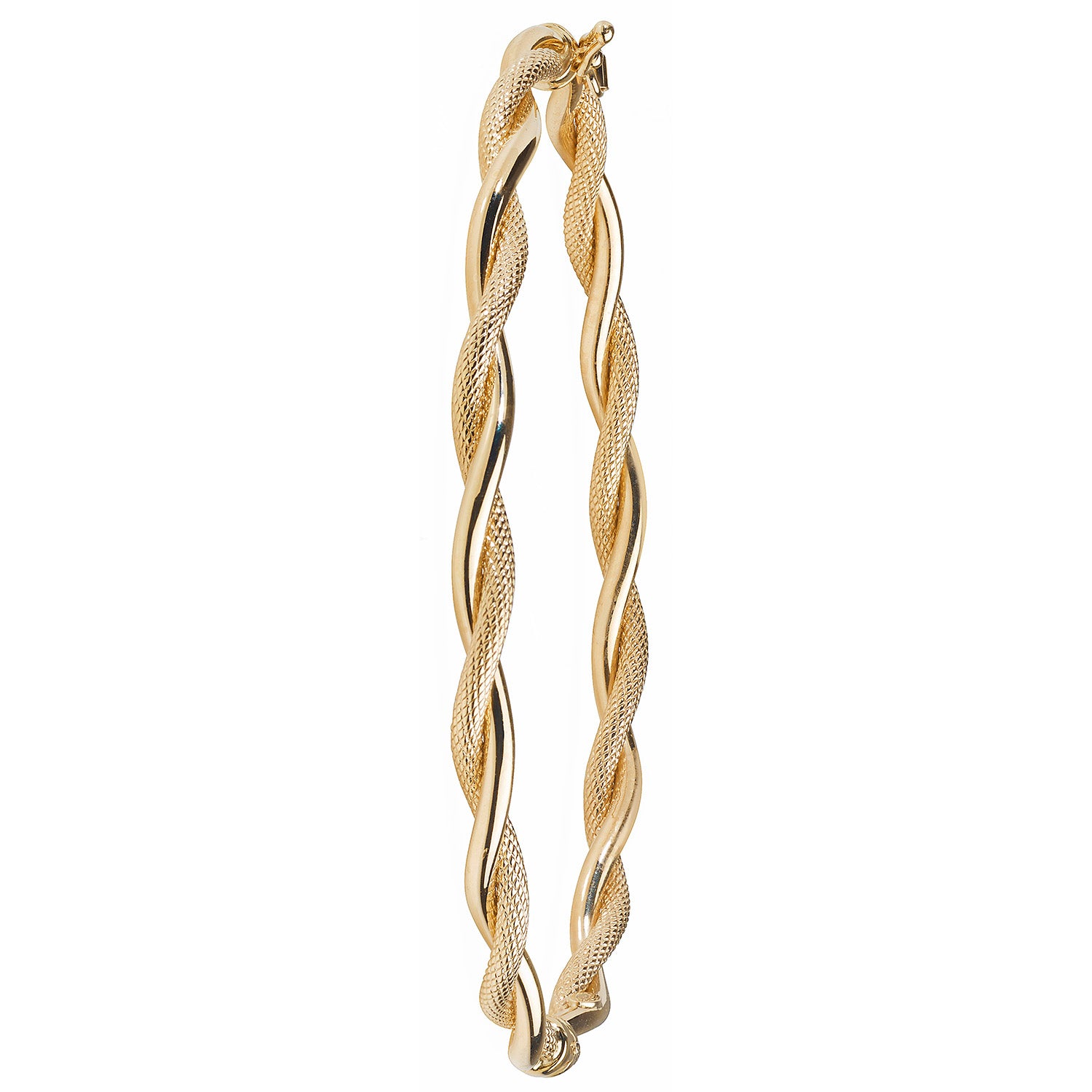 9CT GOLD ENTWINED HINGED BANGLE