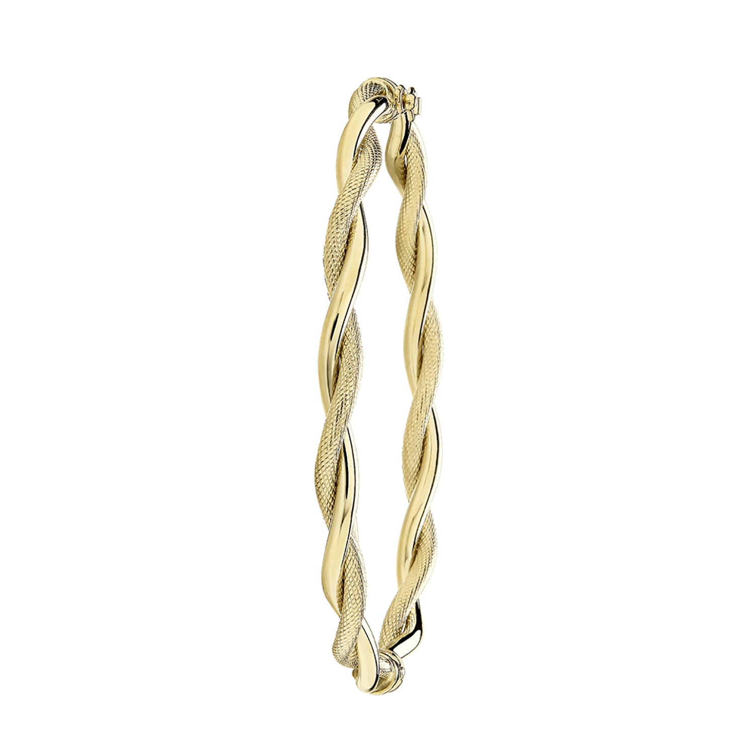 9CT GOLD ENTWINED HINGED BANGLE