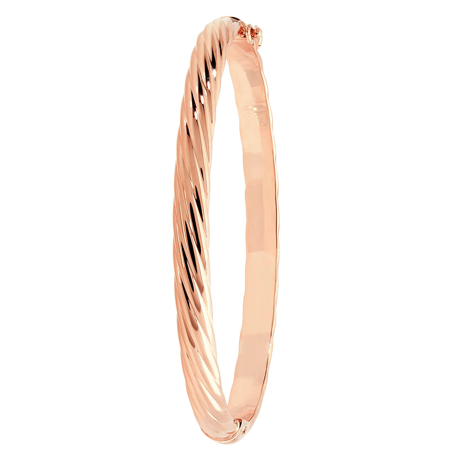 9CT ROSE GOLD LINED DESIGN HINGED BANGLE