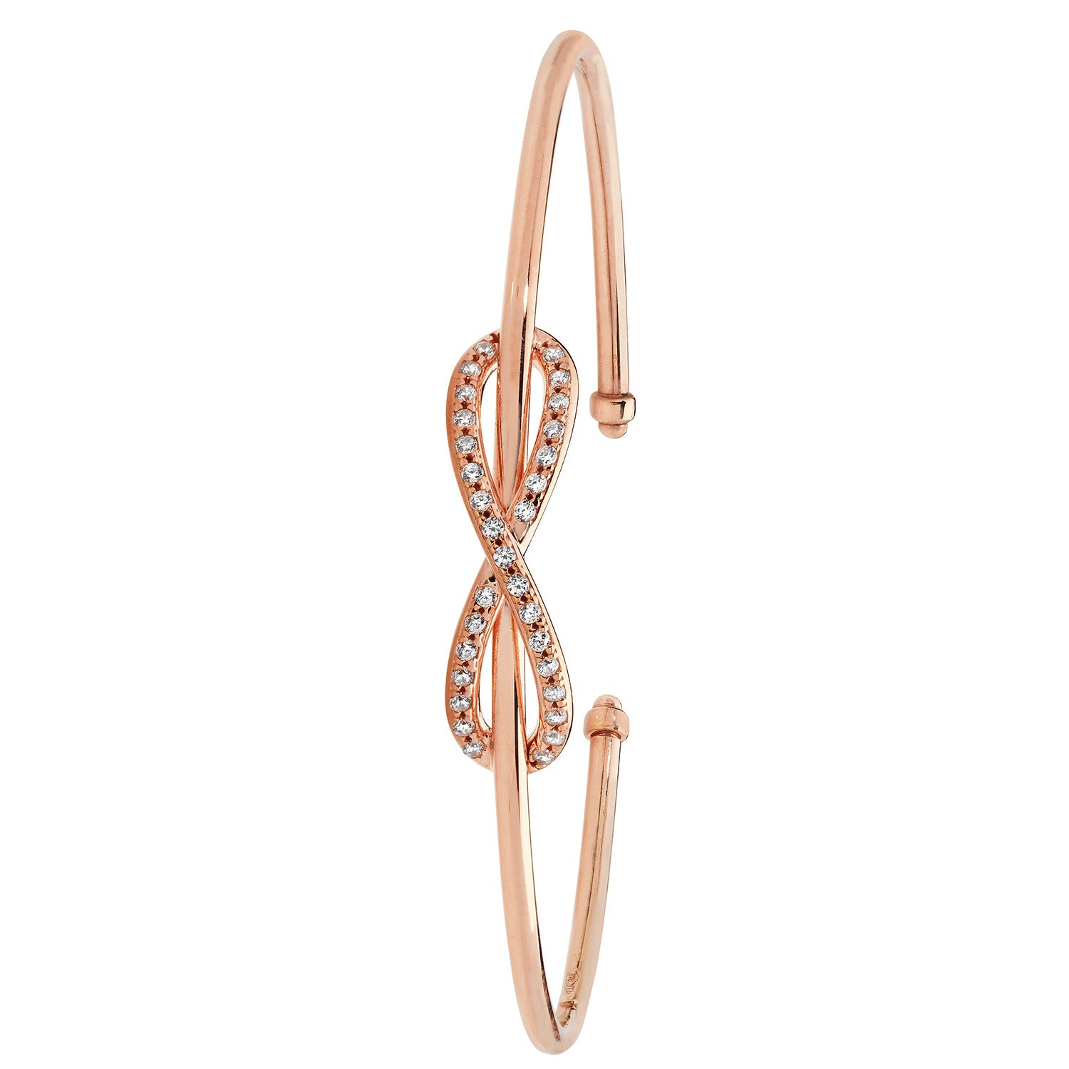 9CT ROSE GOLD CZ INFINITY TORC BANGLE