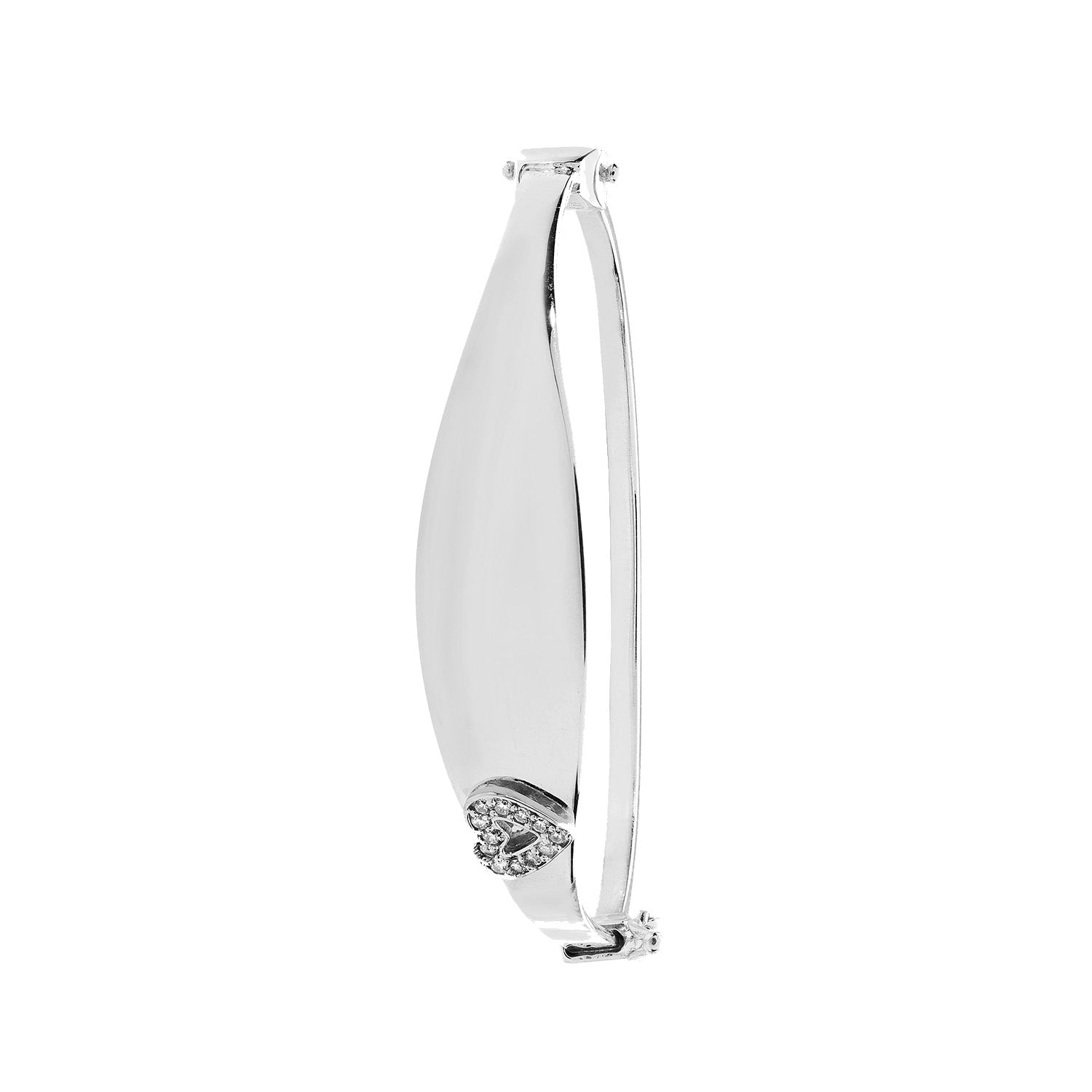 9CT WHITE GOLD BABIES' CZ HEART HINGED ID BANGLE