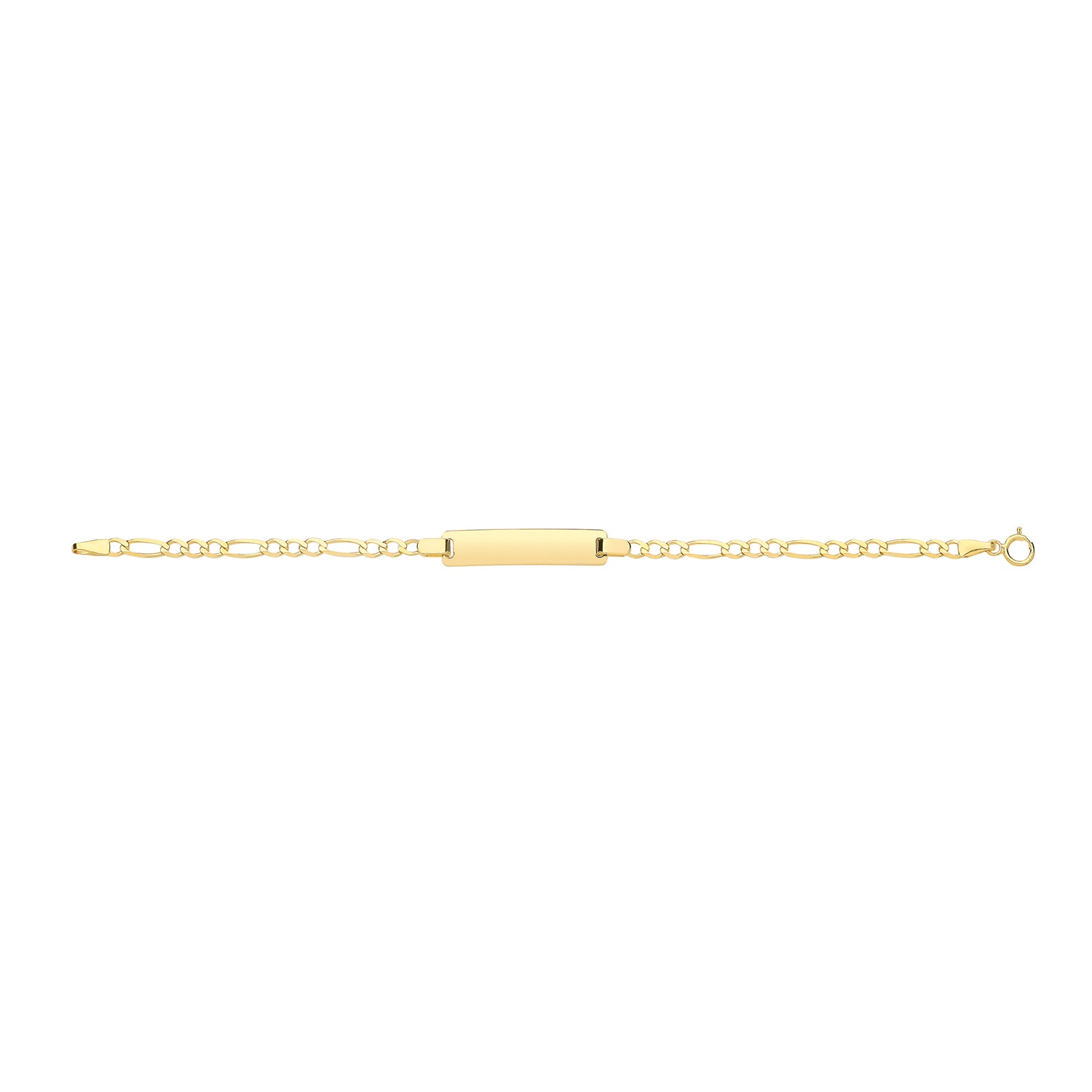 9CT GOLD BABIES' FIGARO RECTANGULAR ID PLATE BRACELET