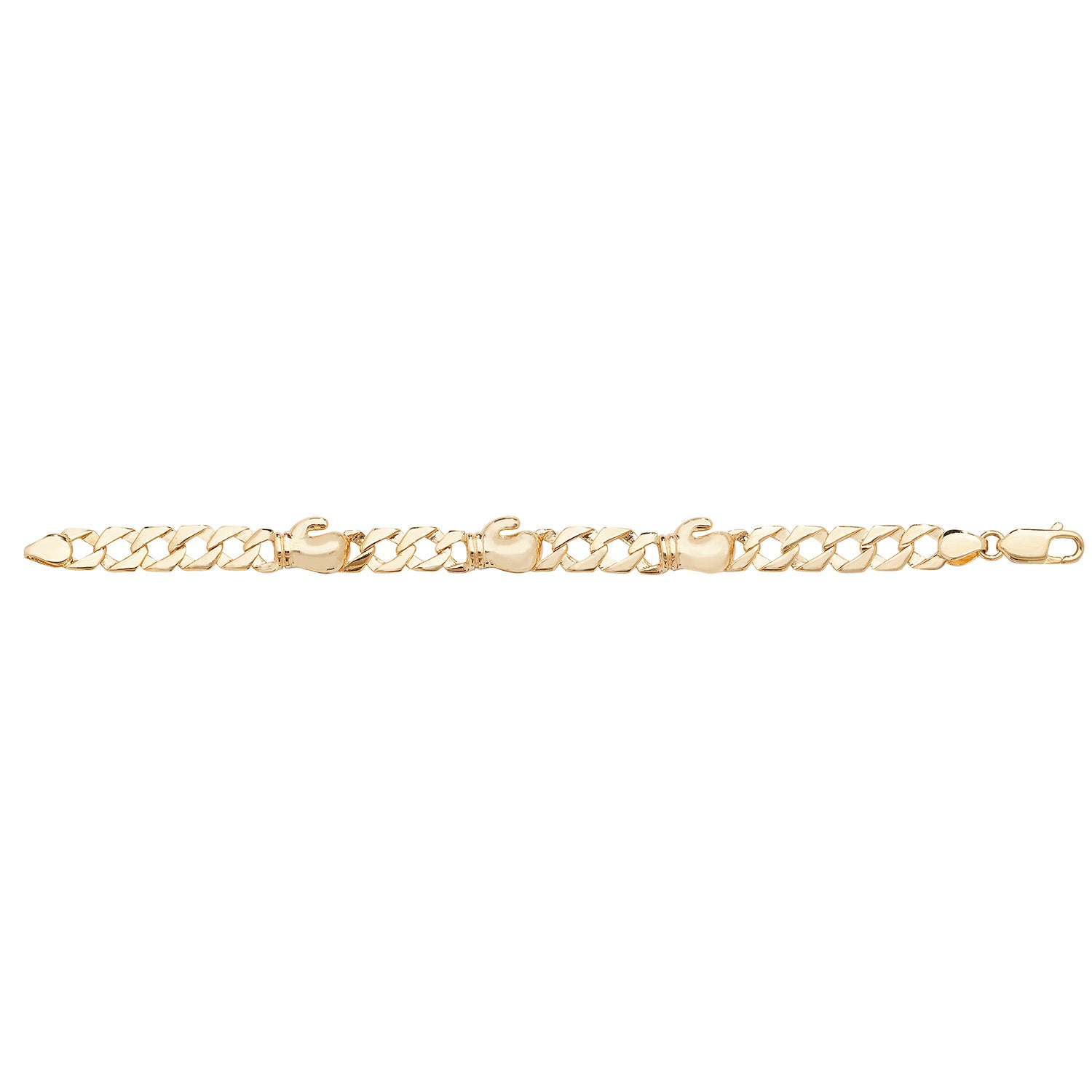 9CT GOLD BABIES' TRIPLE BOXING GLOVE BRACELET