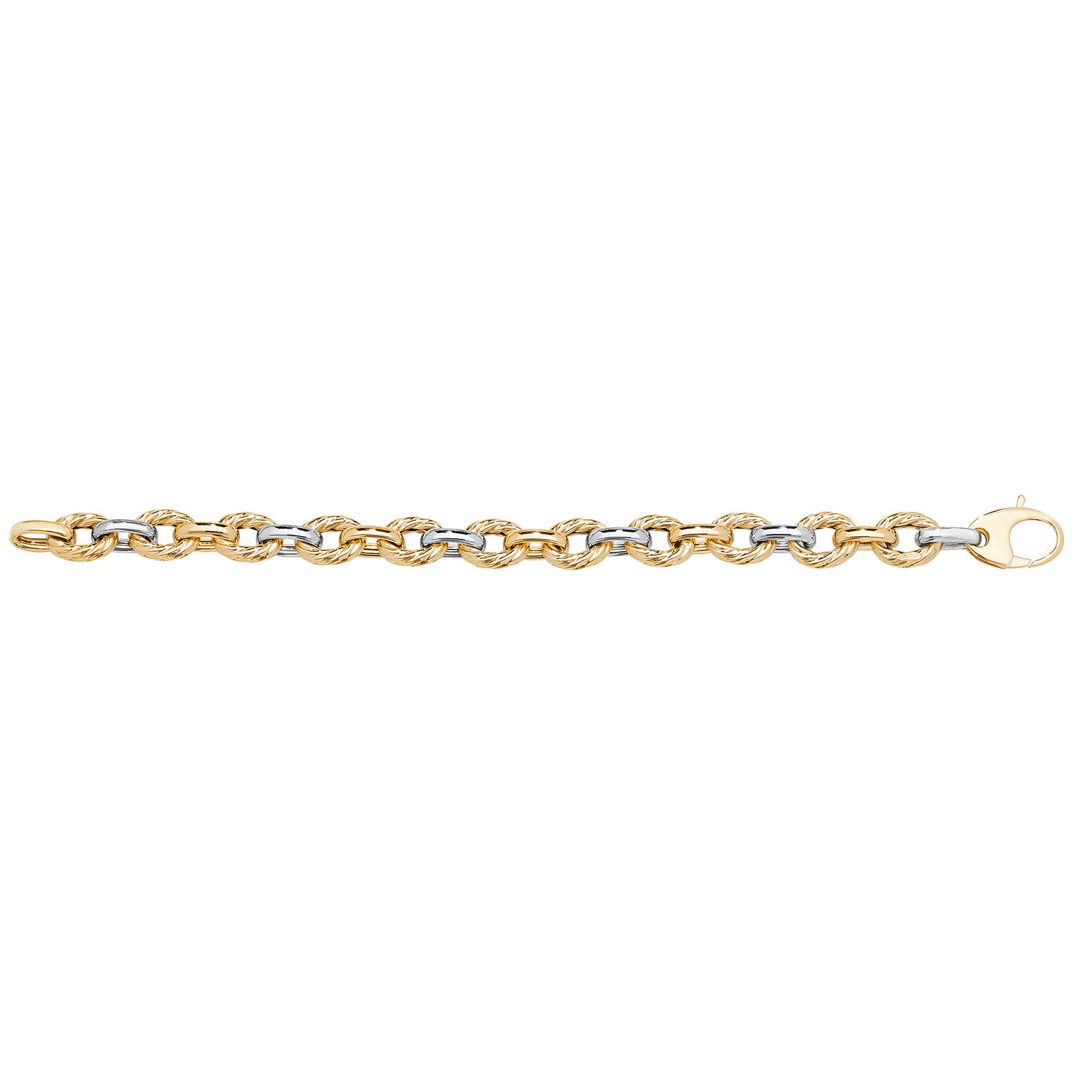 9CT GOLD 2 TONE OVAL LINKED FANCY BRACELET