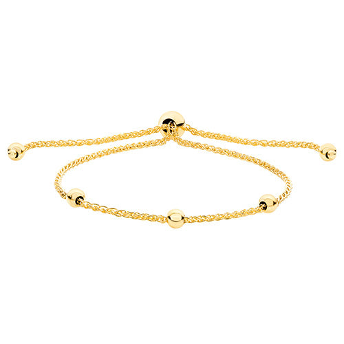 9CT GOLD BEADED PULL STYLE BRACELET