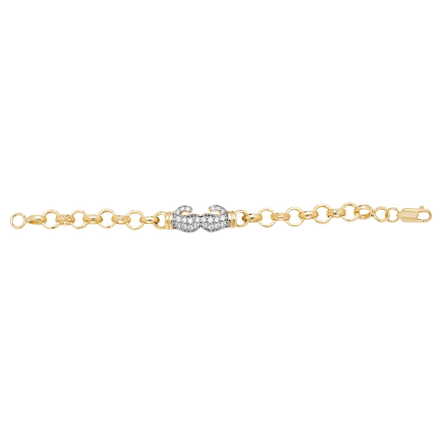 9CT GOLD BABIES' CZ DOUBLE BOXING GLOVE BRACELET