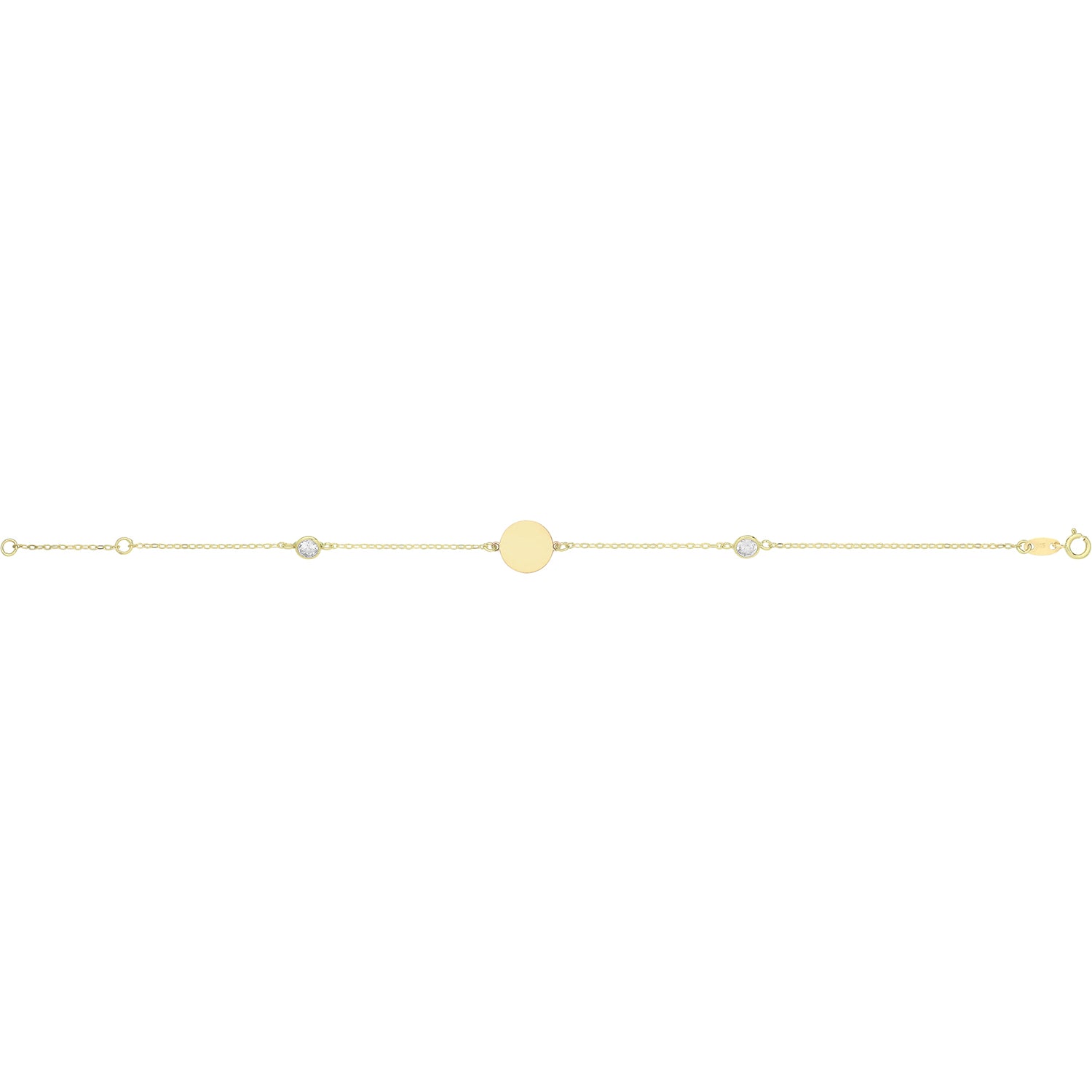 9CT GOLD ROUND ID BRACELET WITH CZ