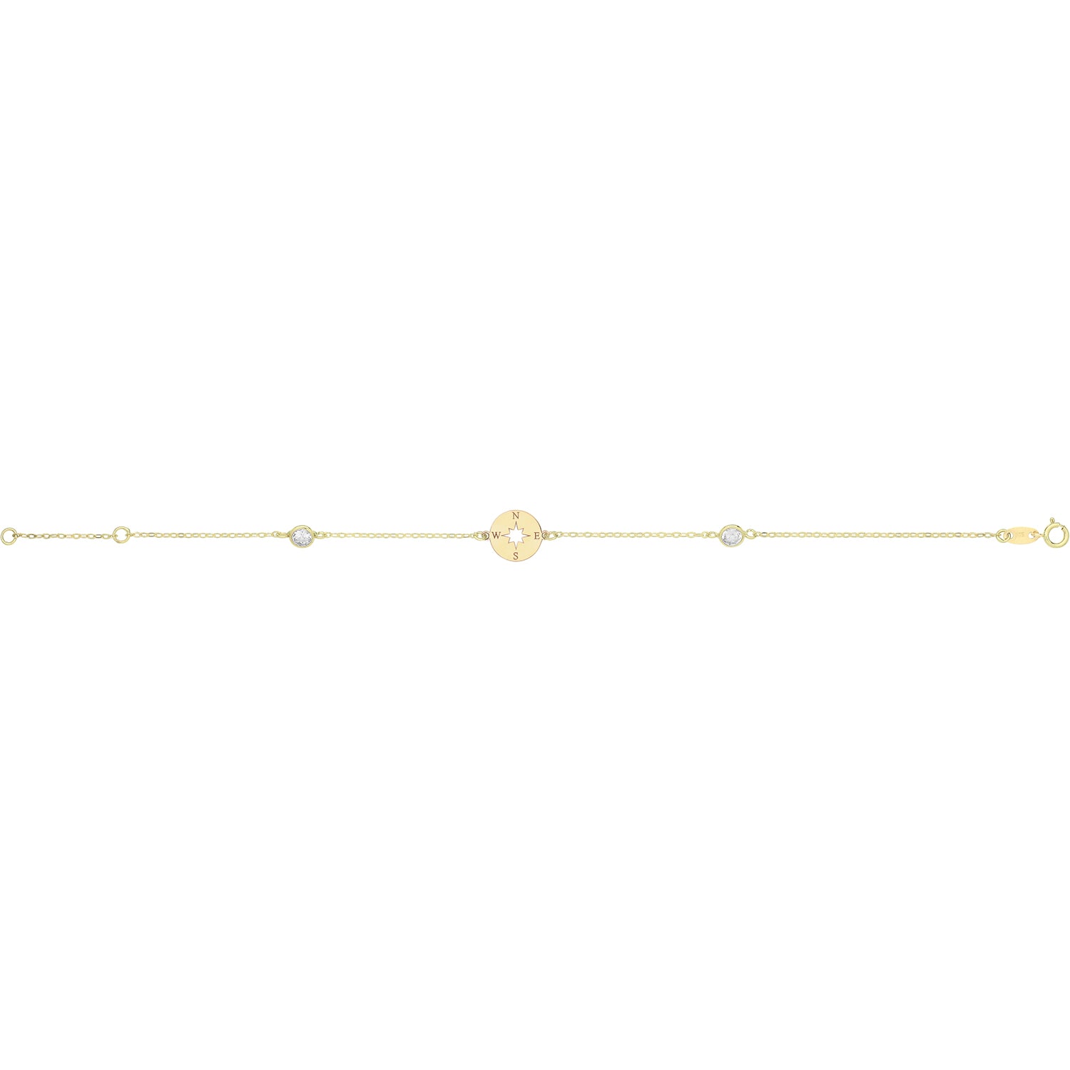 9CT GOLD COMPASS BRACELET WITH CZ
