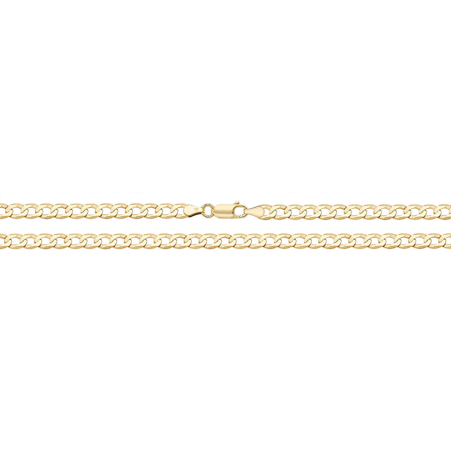 9CT GOLD FLAT CURB BEVELLED CHAIN