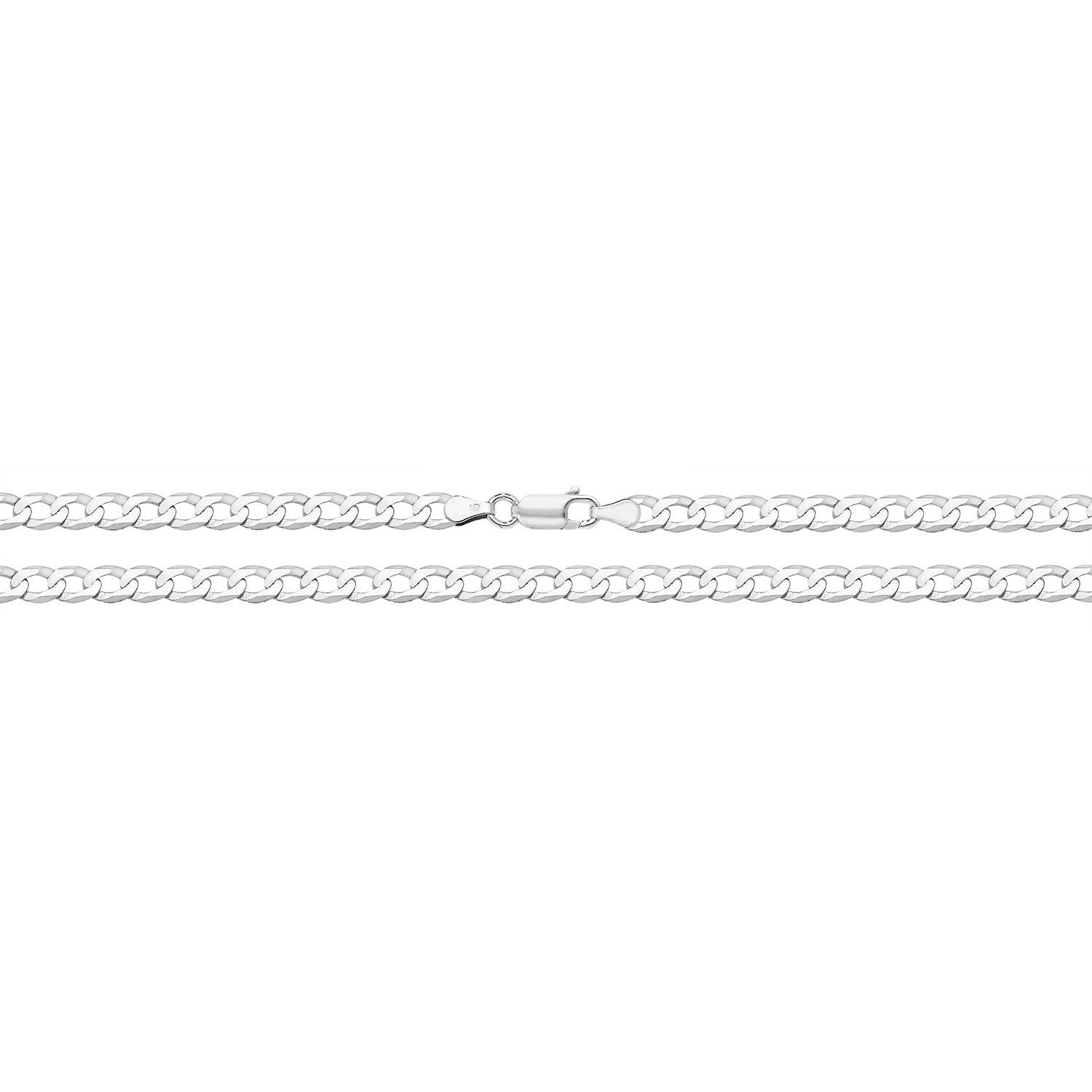 9CT WHITE GOLD FLAT CURB BEVELLED CHAIN