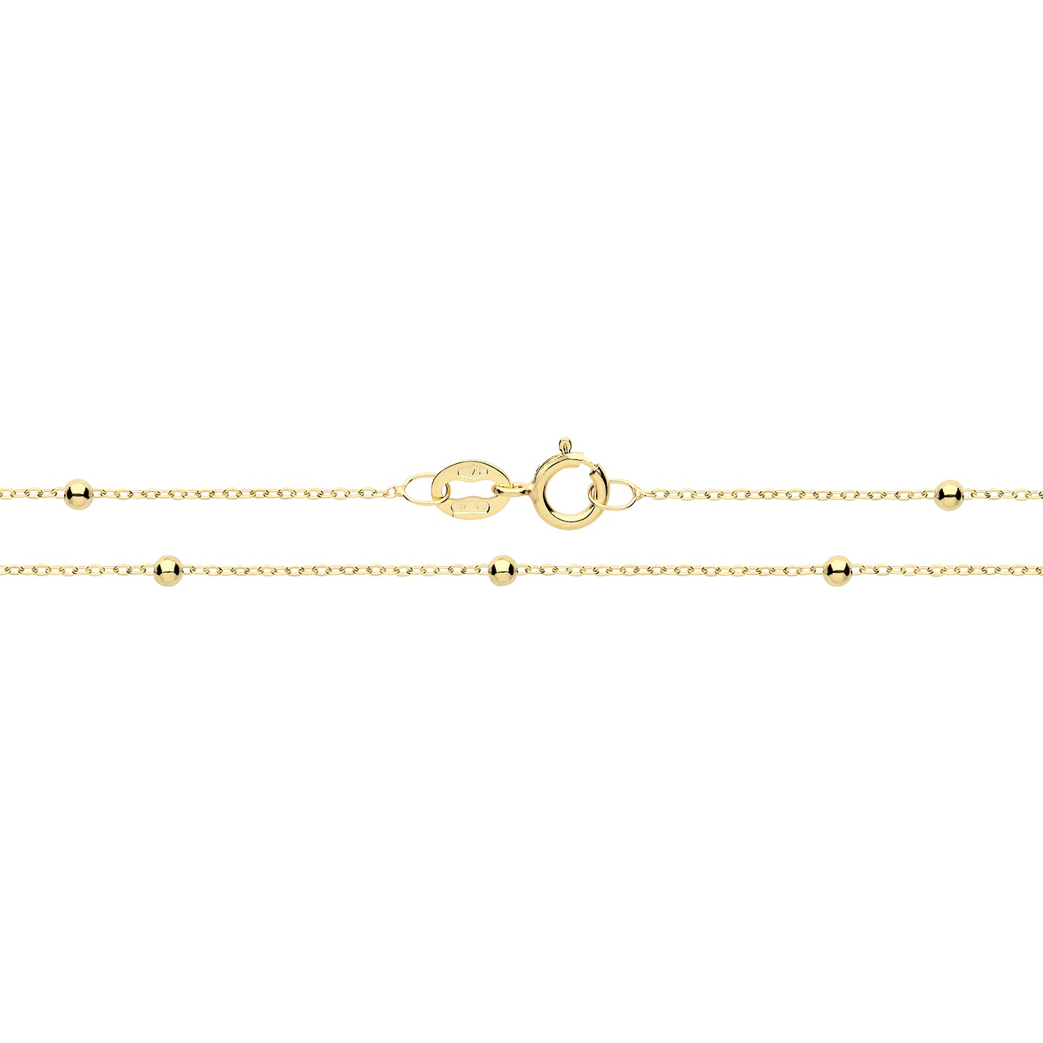 9CT GOLD FLAT TRACE AND BEAD CHAIN