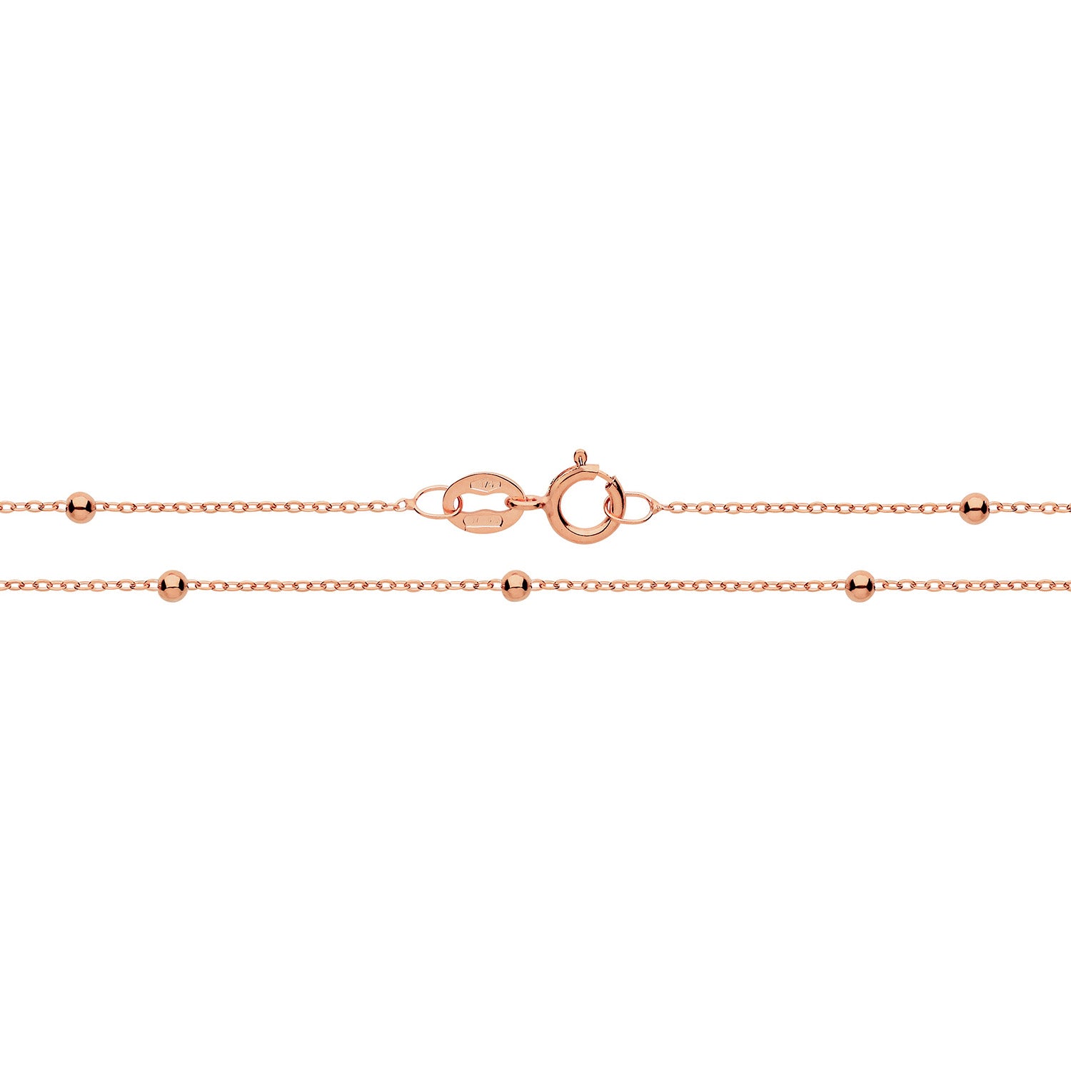 9CT ROSE GOLD FLAT TRACE AND BEAD CHAIN