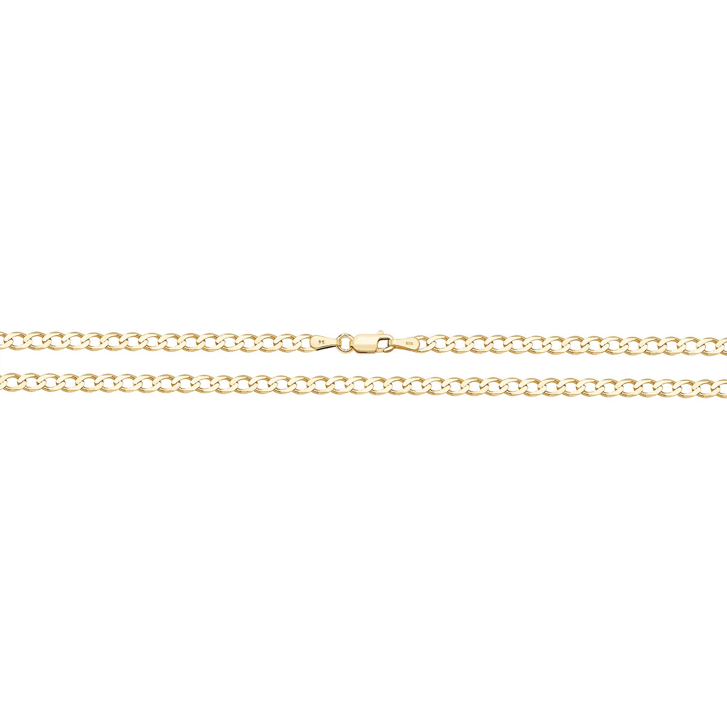 9CT GOLD FLAT CURB BEVELLED CHAIN
