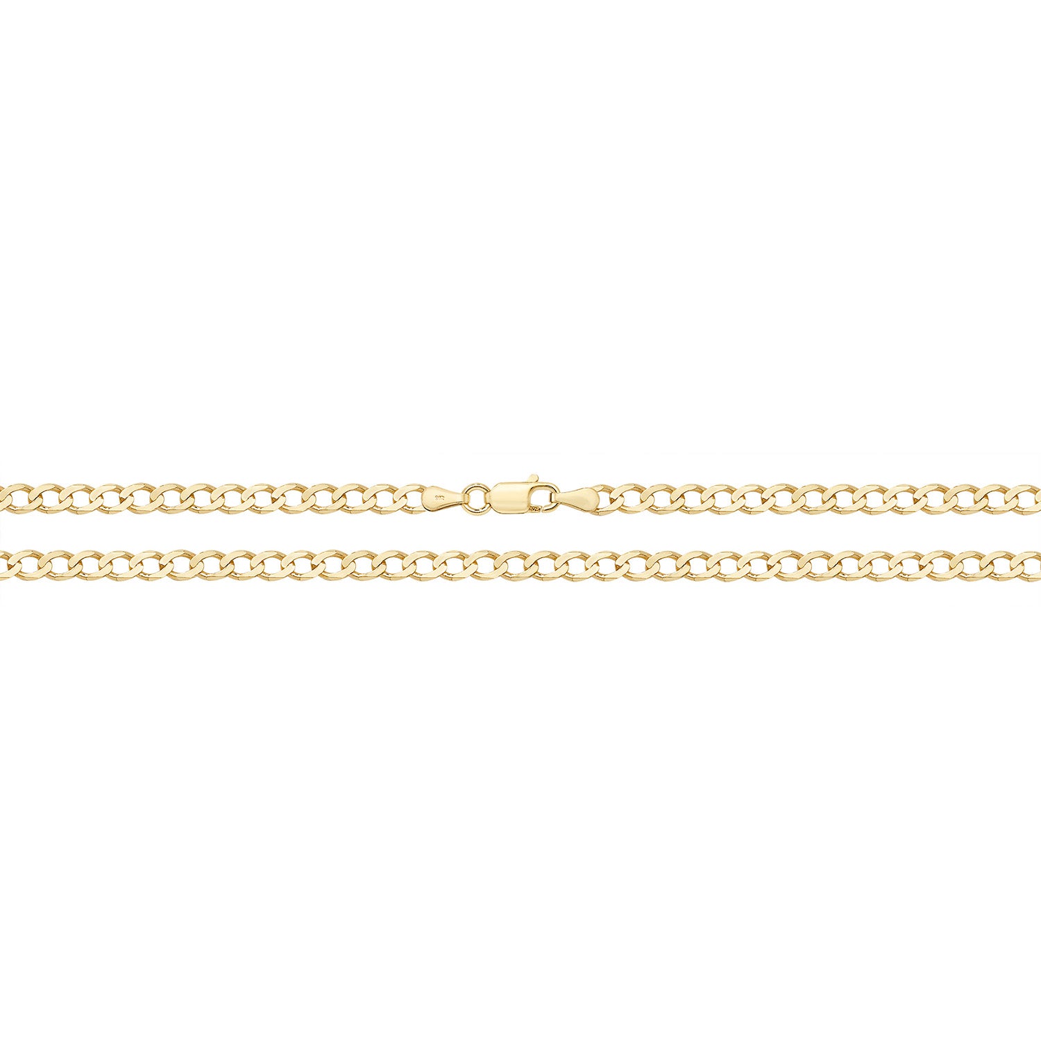 9CT GOLD FLAT CURB BEVELLED CHAIN