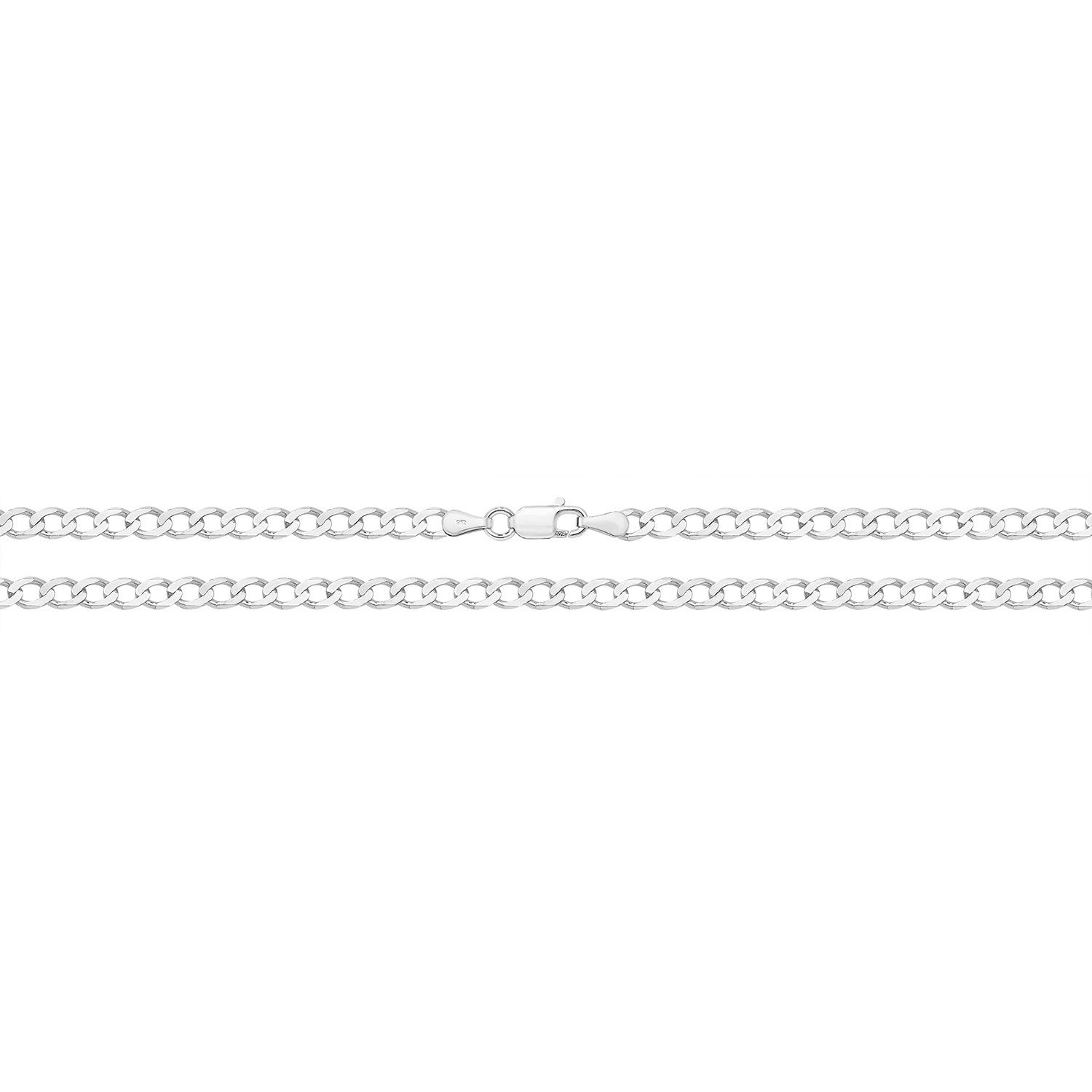 9CT WHITE GOLD FLAT CURB BEVELLED CHAIN