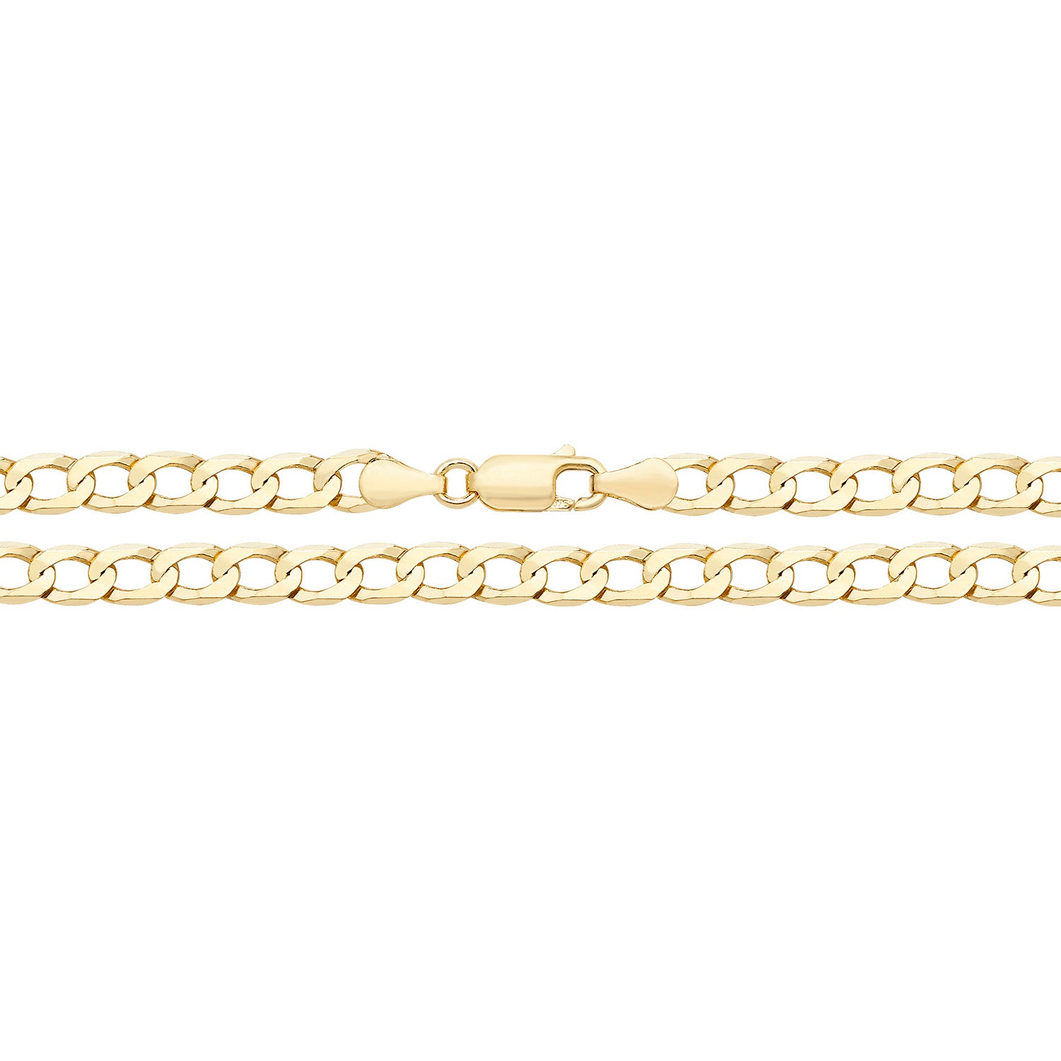 9CT GOLD FLAT CURB BEVELLED CHAIN