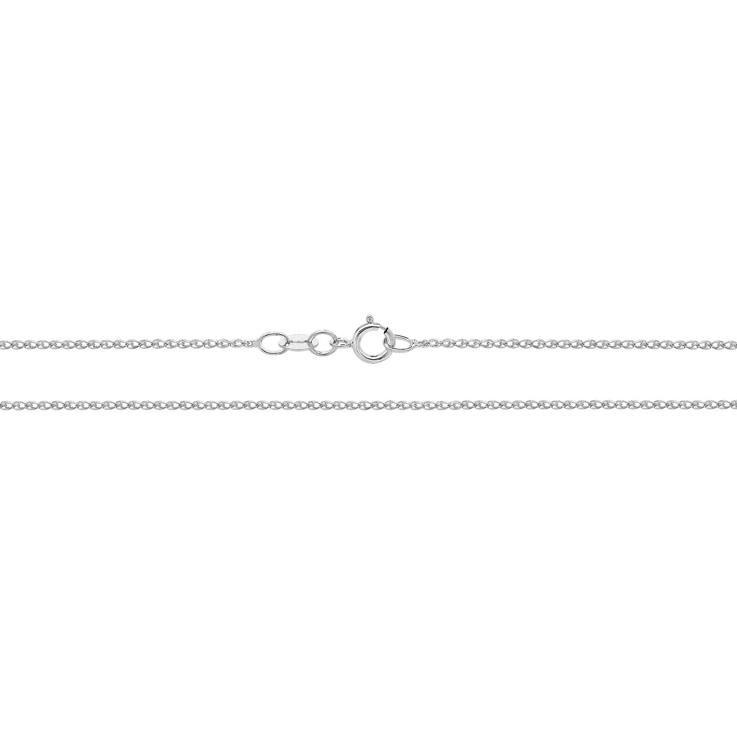 9CT WHITE GOLD DIAMOND CUT SINGLE LINK WHEAT CHAIN