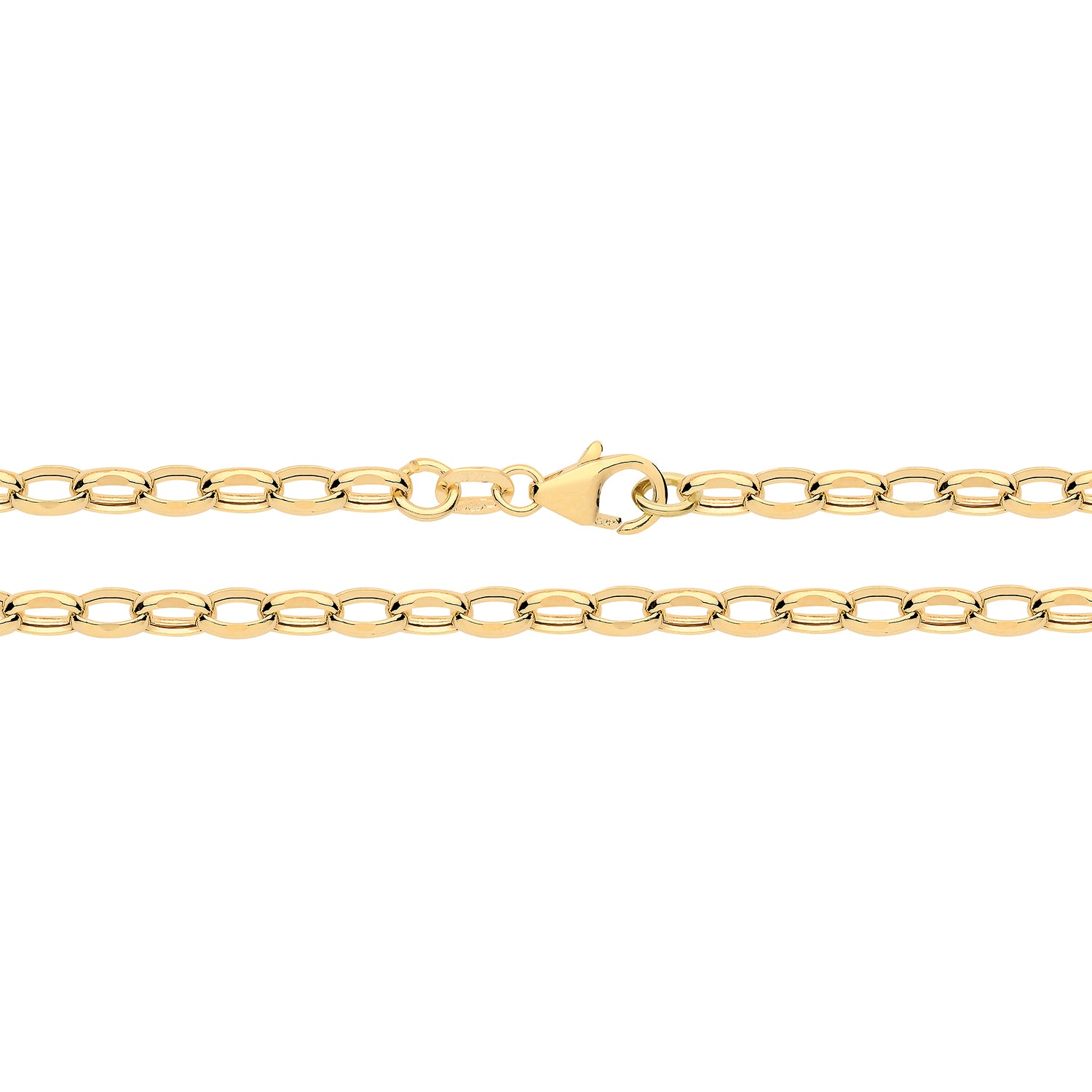 9CT GOLD DIAMOND CUT BELCHER HOLLOW CHAIN