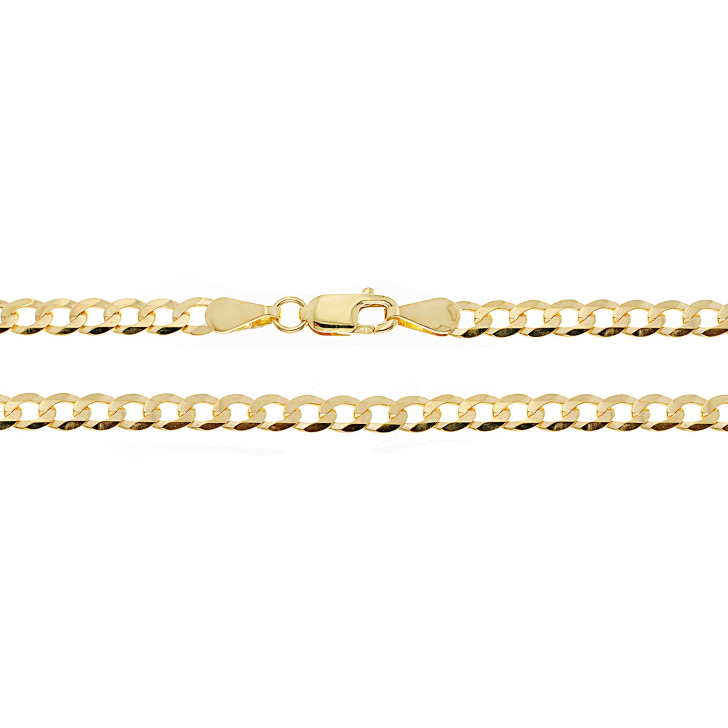 9CT GOLD FLAT BEVELLED CURB CHAIN