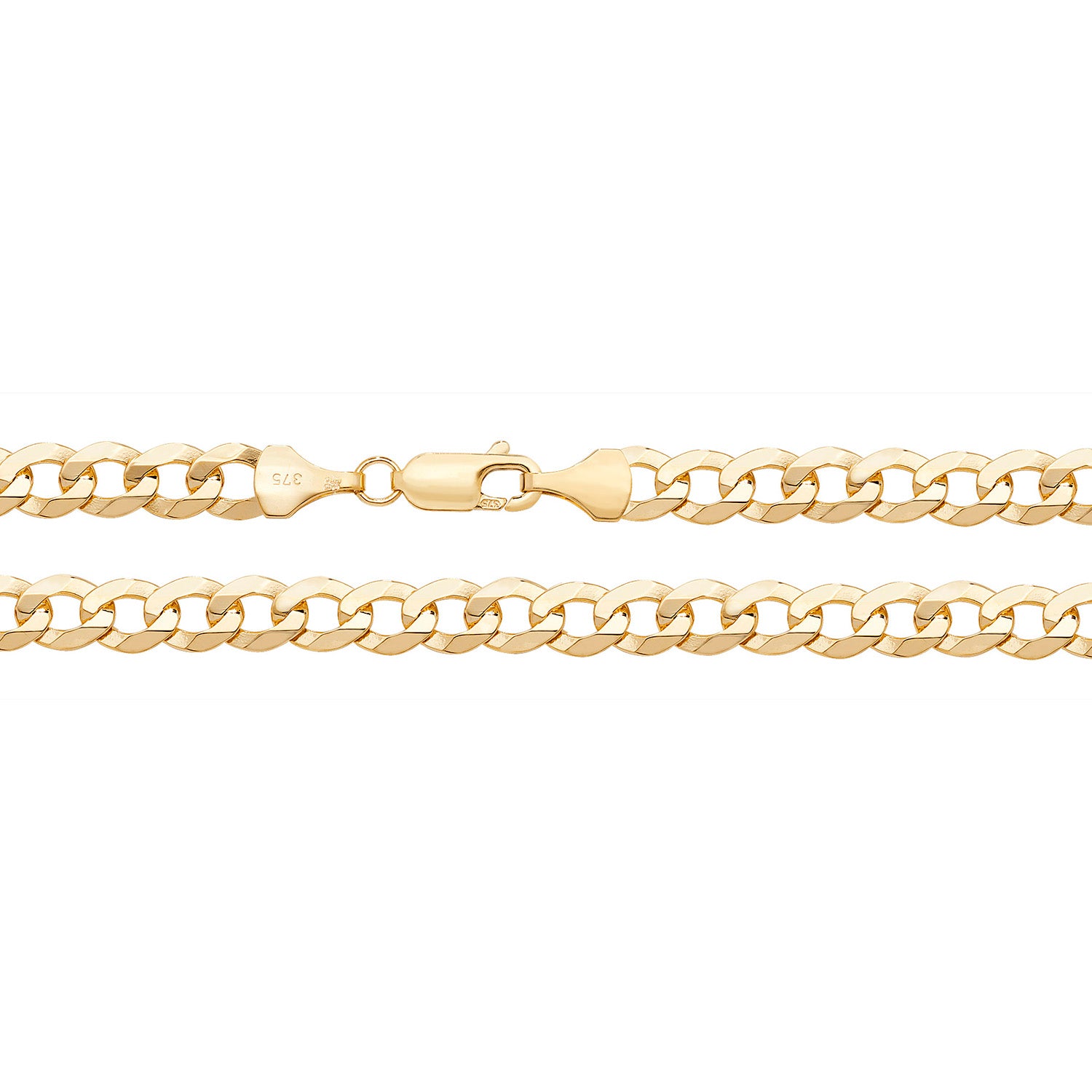 9CT GOLD FLAT BEVELLED CURB CHAIN