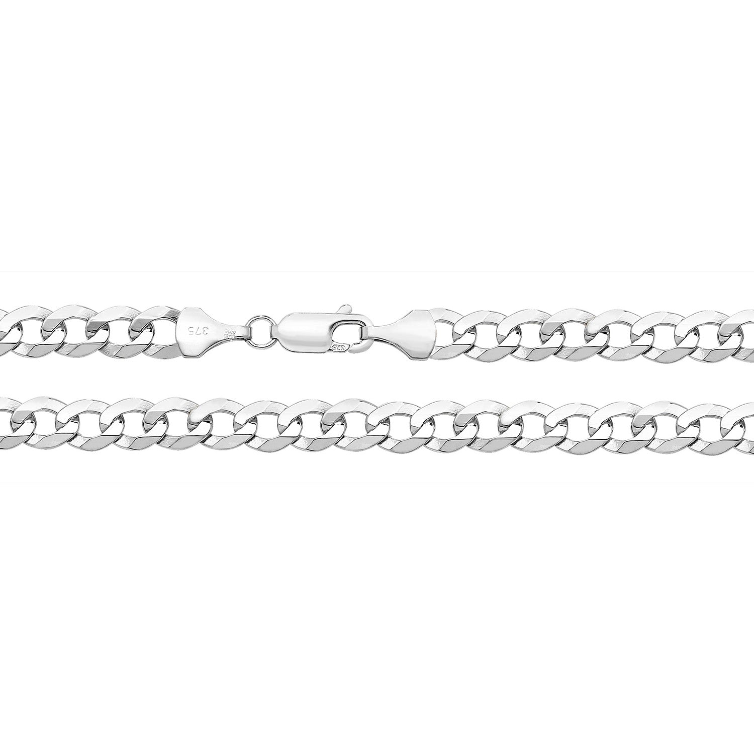 9CT WHITE GOLD FLAT BEVELLED CURB CHAIN