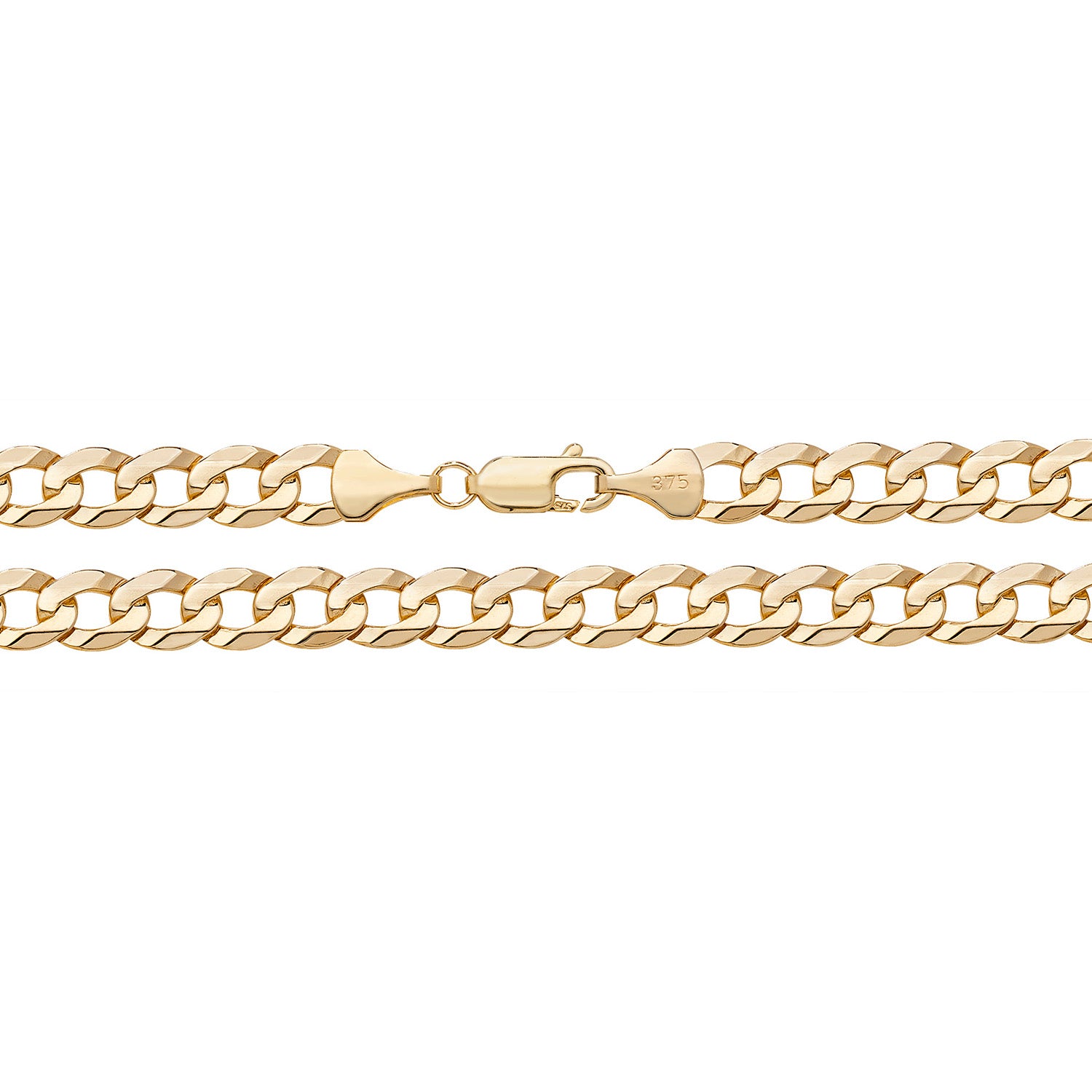 9CT GOLD FLAT BEVELLED CURB CHAIN