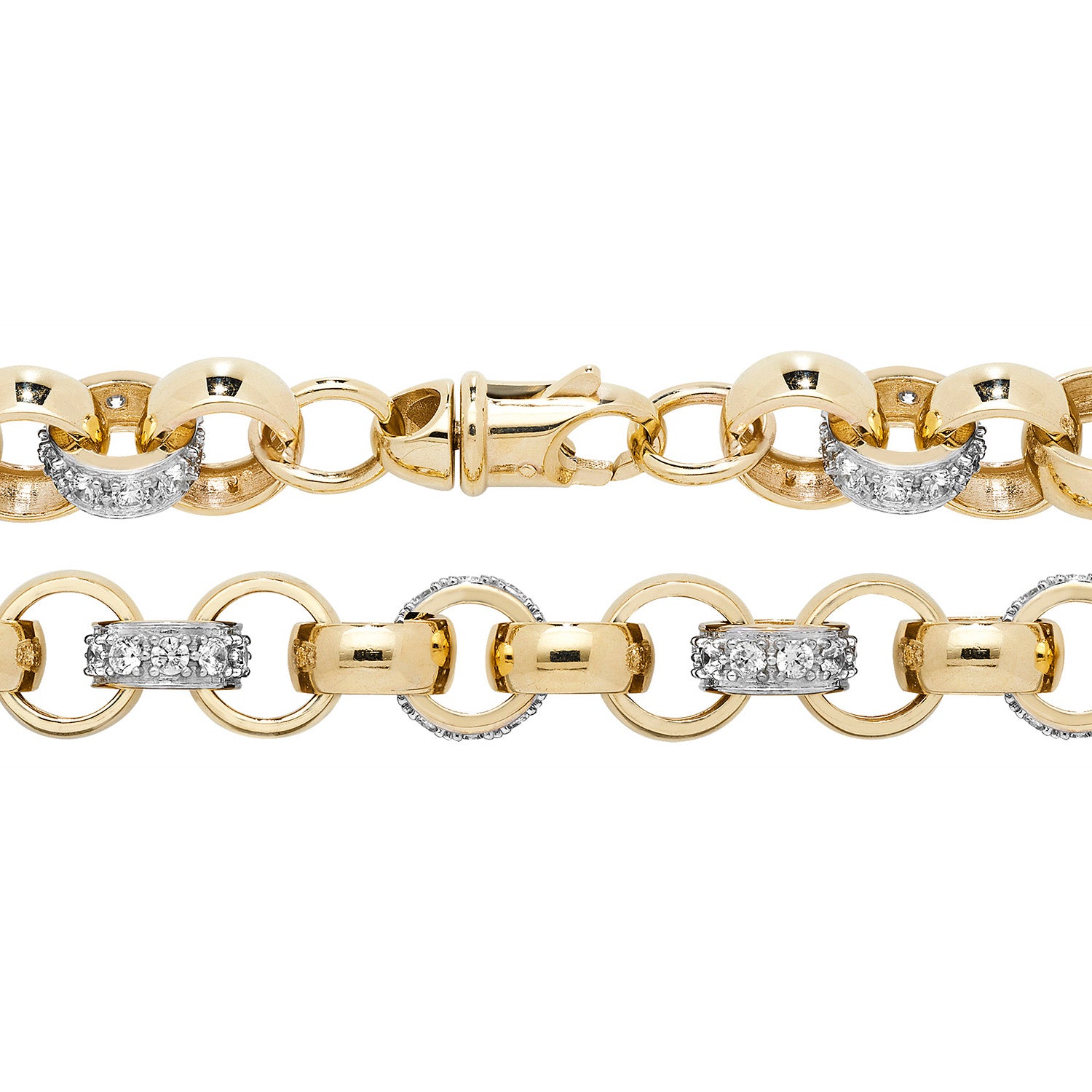 9CT GOLD CZ CAST BELCHER CHAIN