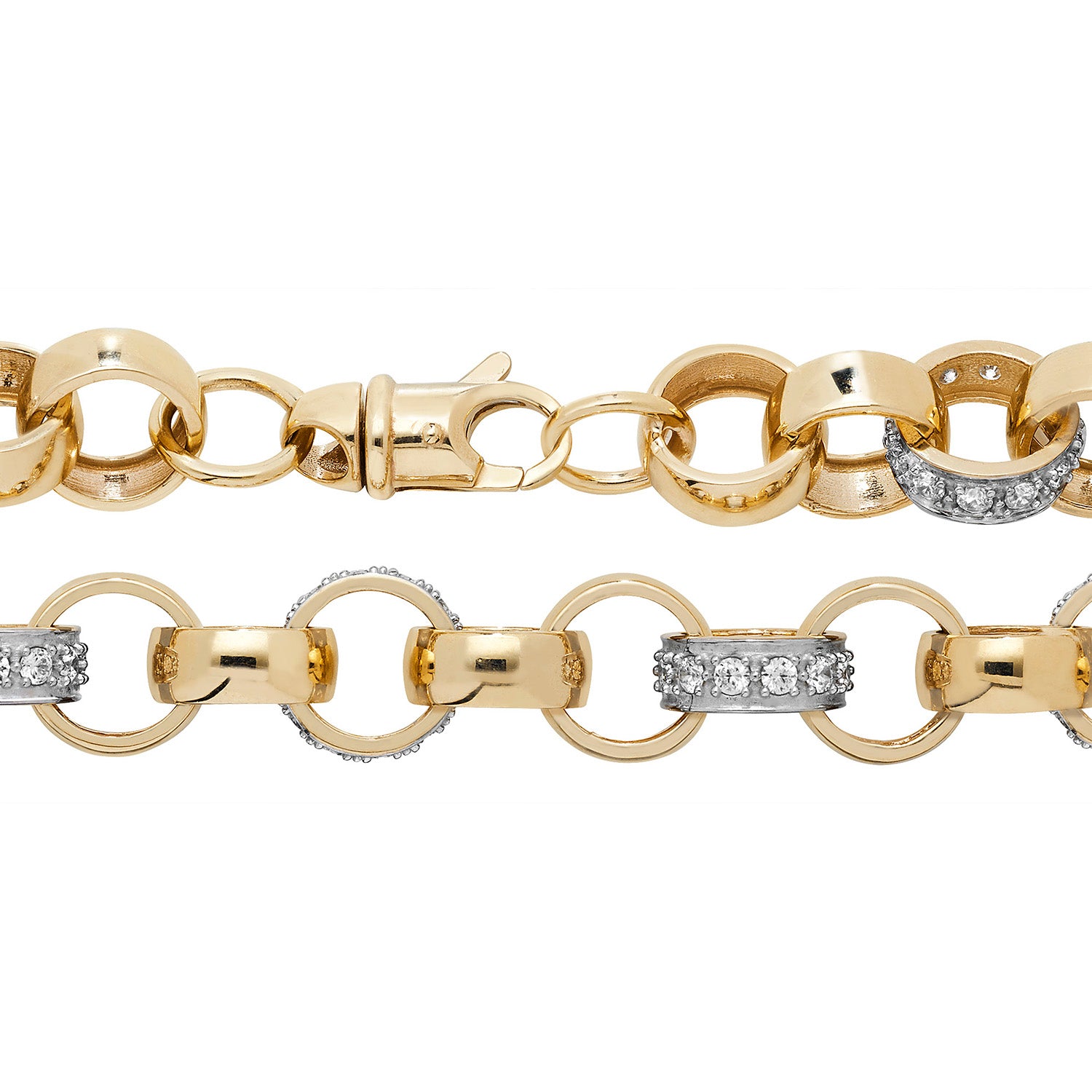 9CT GOLD CZ CAST BELCHER CHAIN