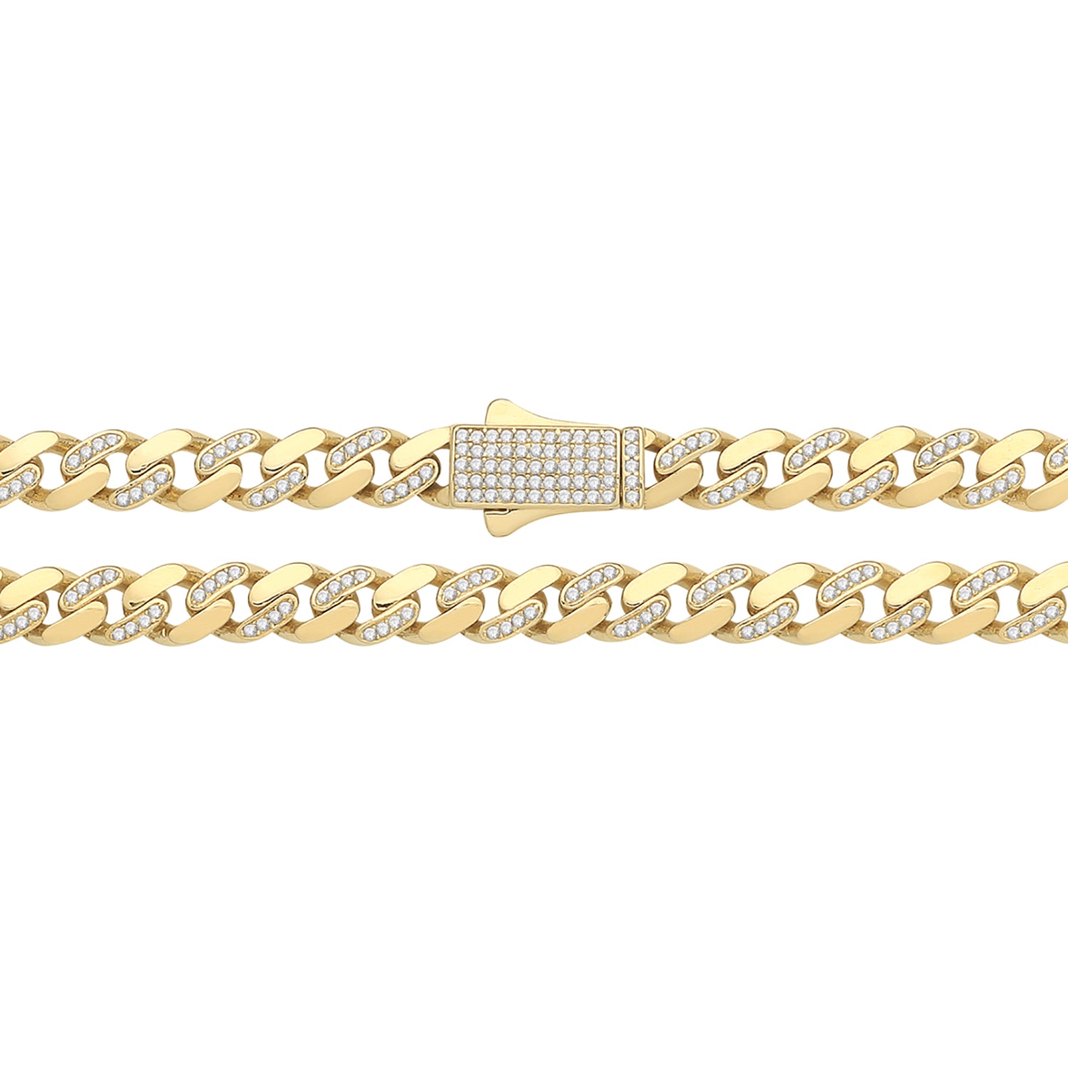 9CT GOLD CUBAN LINK CZ SET CHAIN