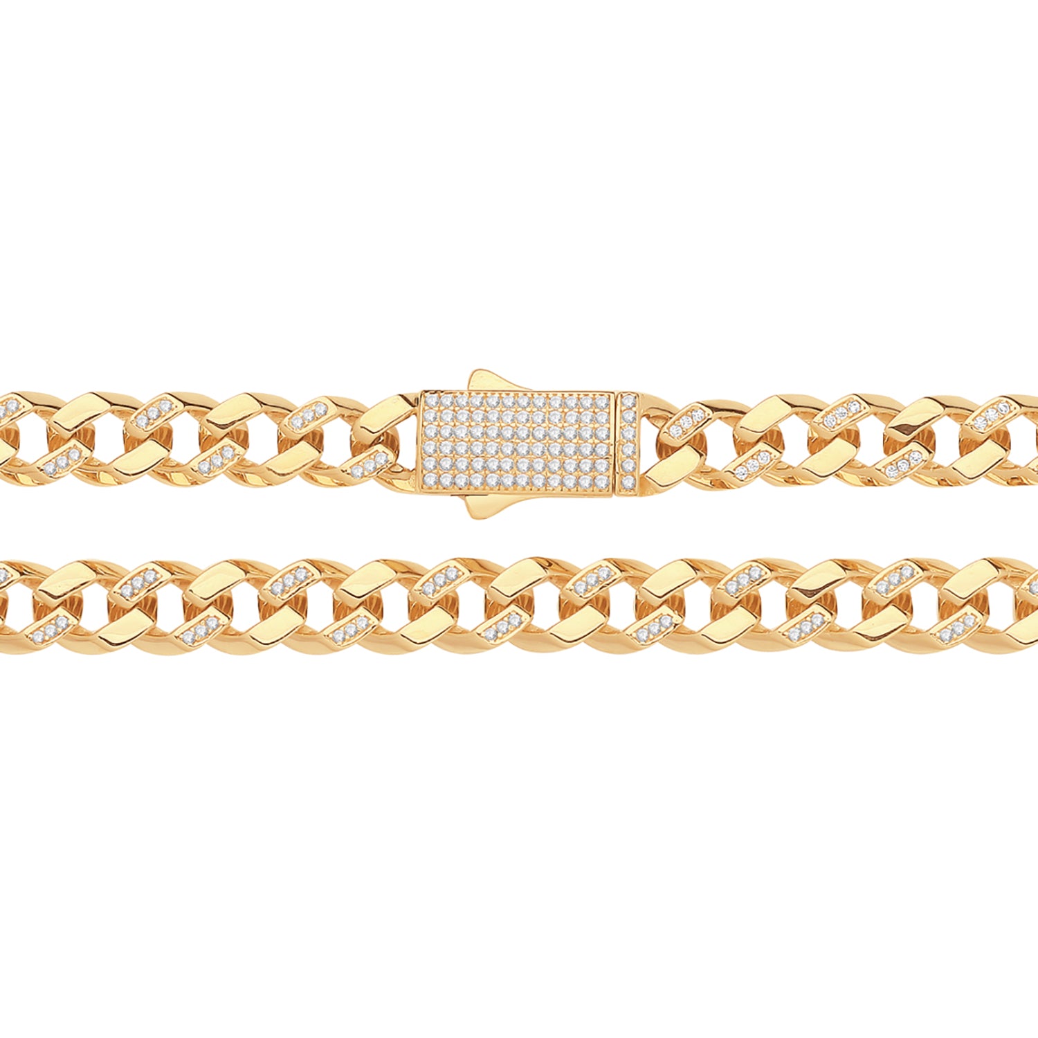 9CT GOLD OPEN CUBAN LINK CZ SET CHAIN