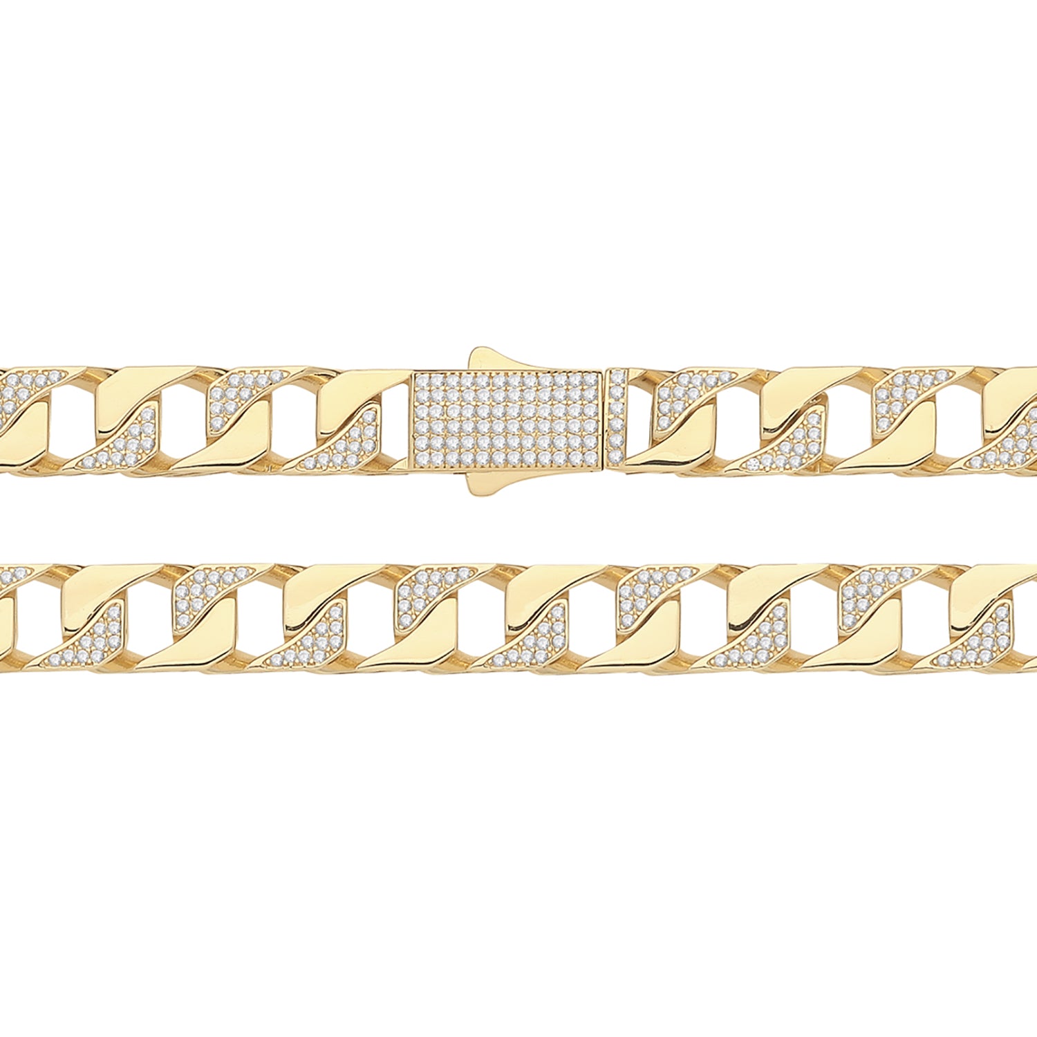 9CT GOLD OPEN SQUARE CUBAN LINK CZ SET CHAIN